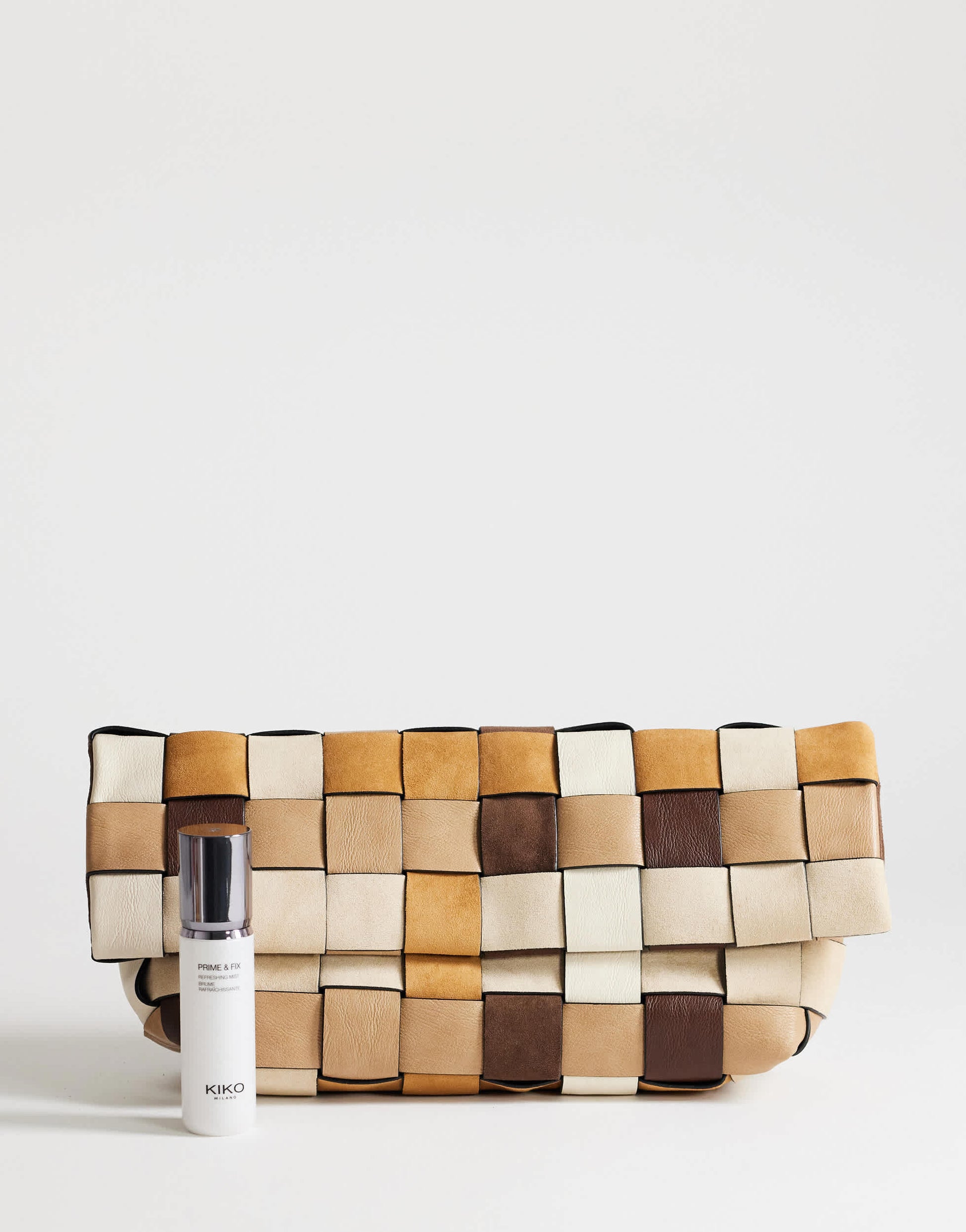 Topshop George oversized clutch bag in neutral weave mix