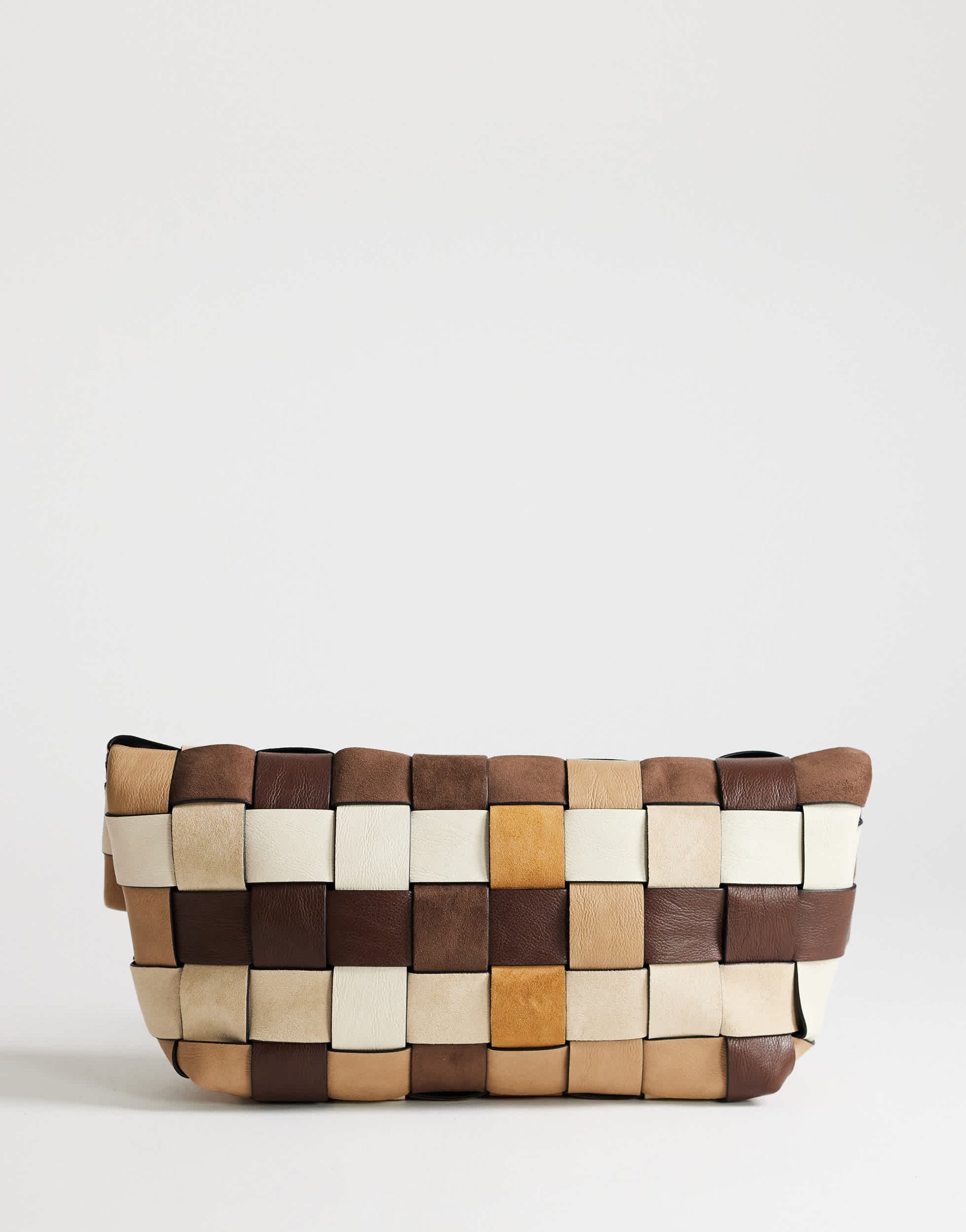 Topshop George oversized clutch bag in neutral weave mix