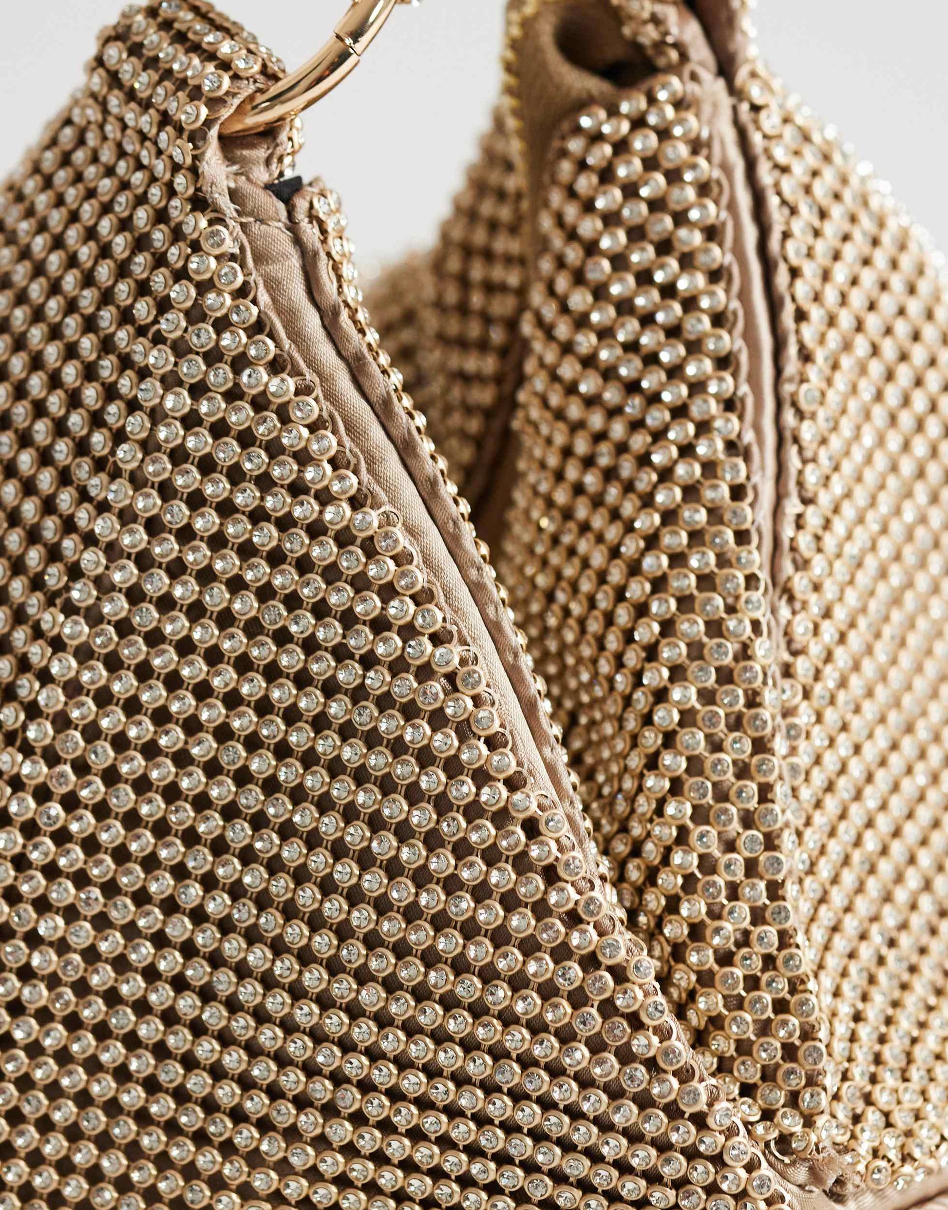 Topshop Jax small embellished asymmetric grab bag in gold