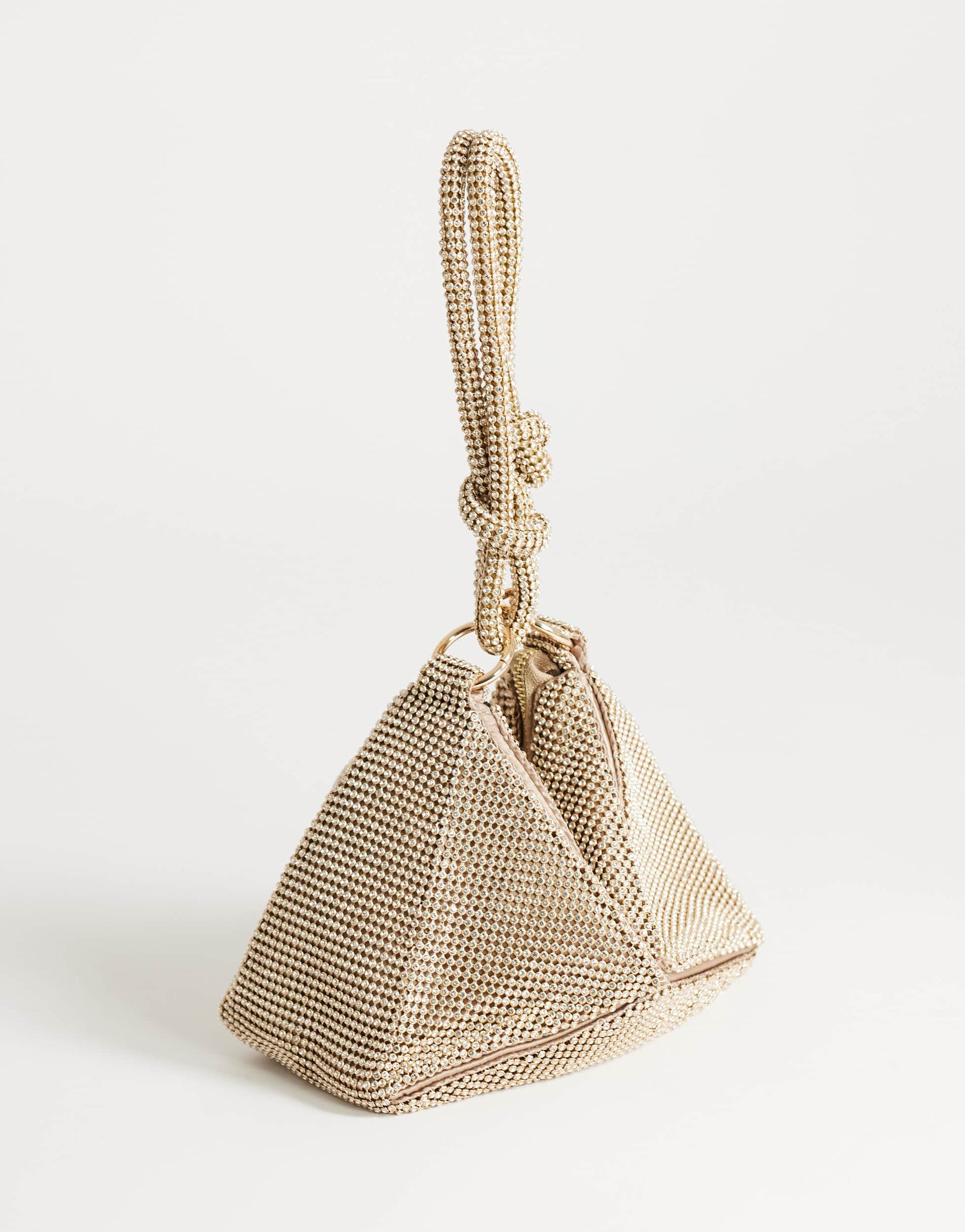 Topshop Jax small embellished asymmetric grab bag in gold