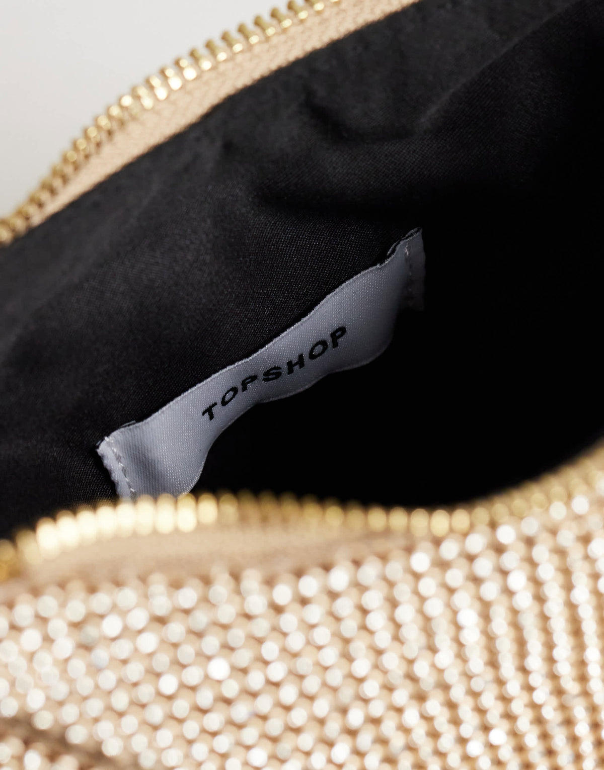 Topshop Jax small embellished asymmetric grab bag in gold