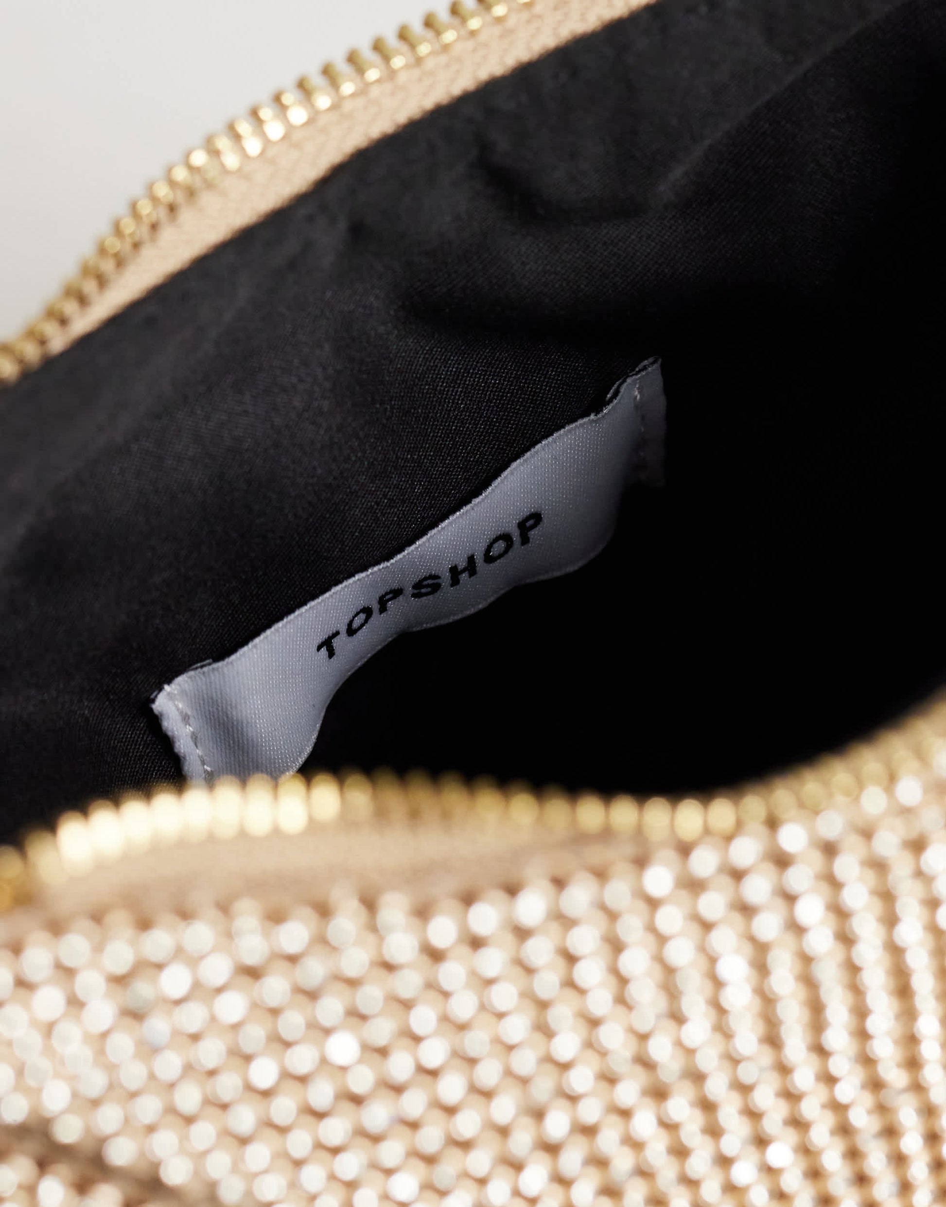 Topshop Jax small embellished asymmetric grab bag in gold