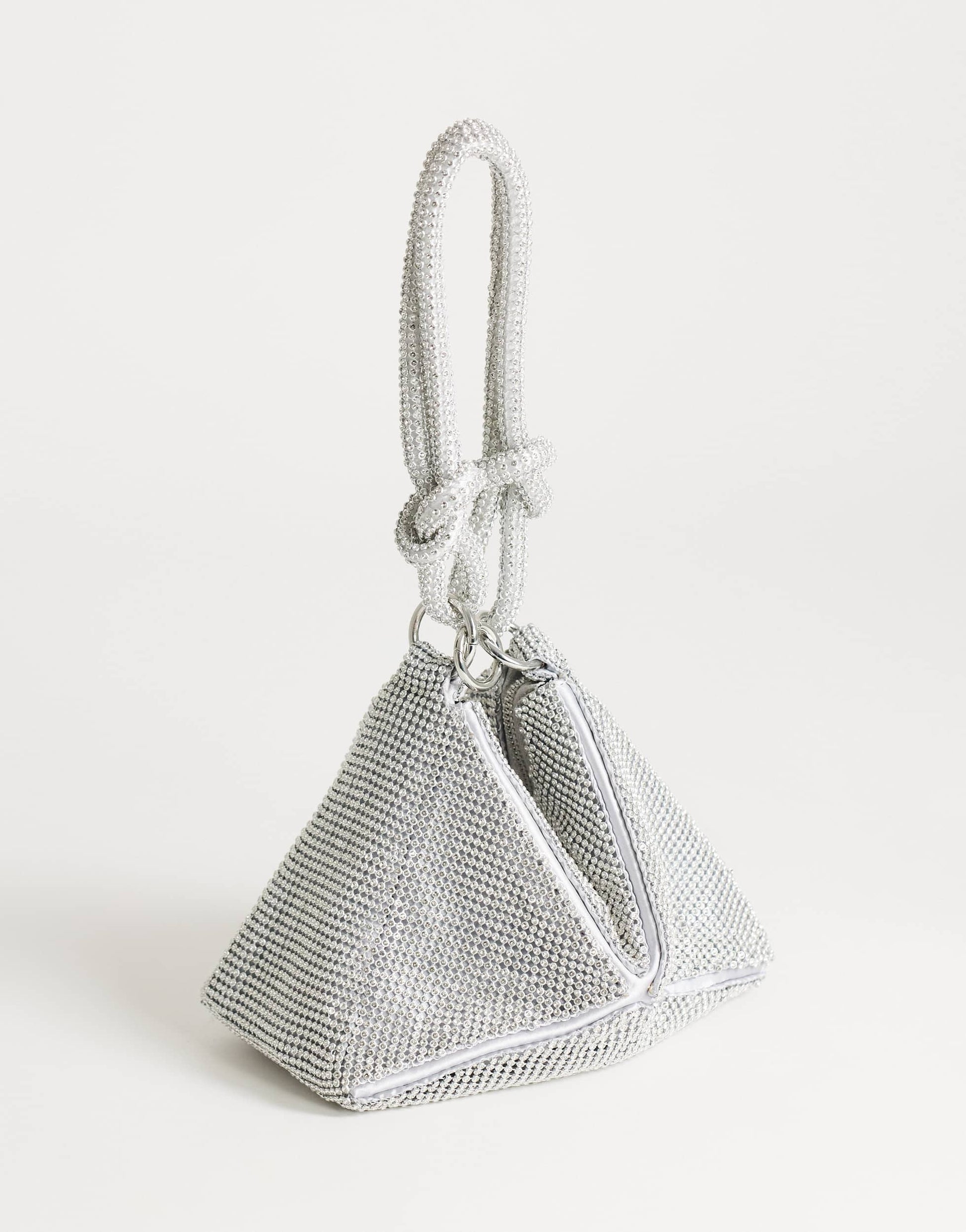 Topshop Jax small embellished asymmetric grab bag in silver
