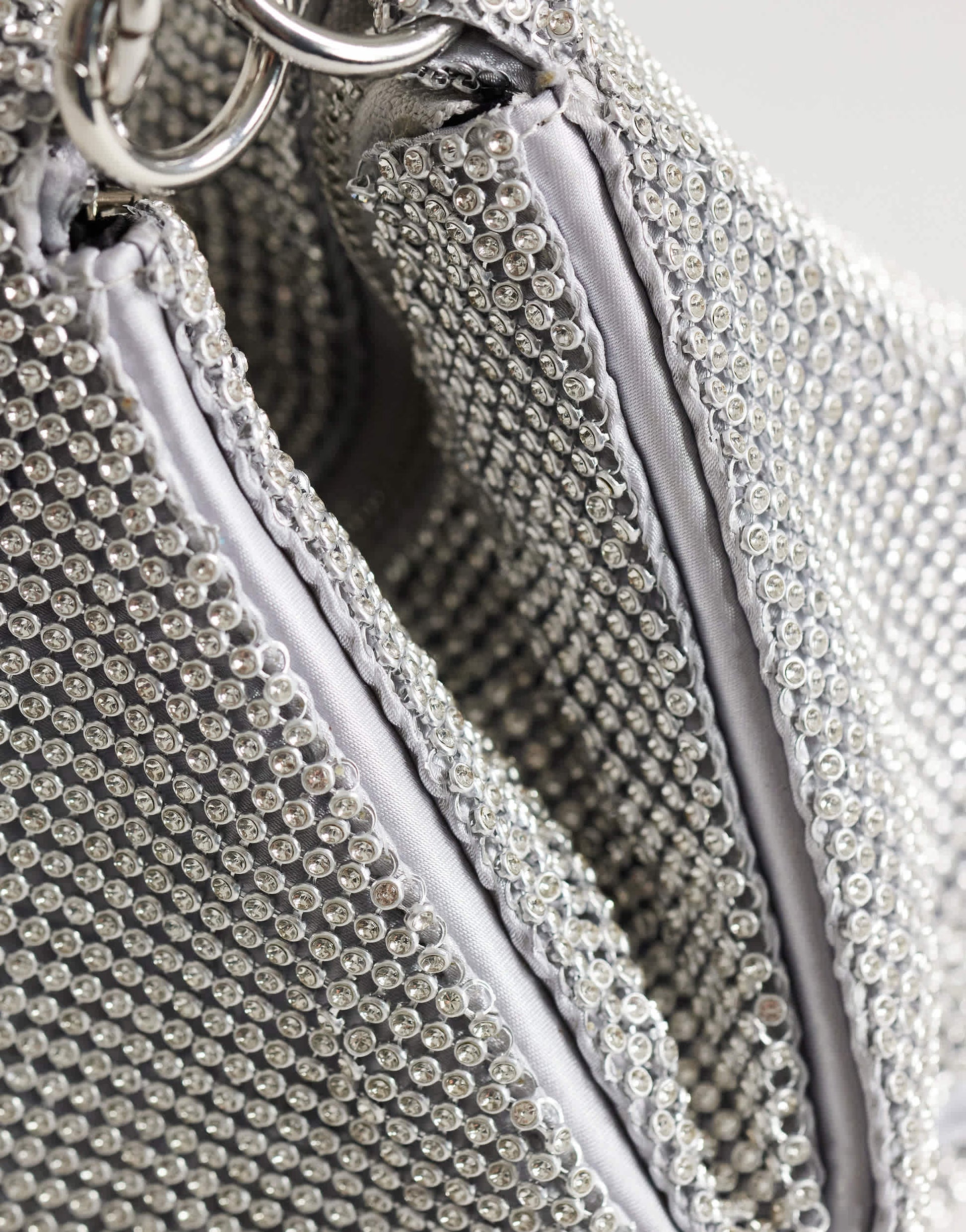 Topshop Jax small embellished asymmetric grab bag in silver