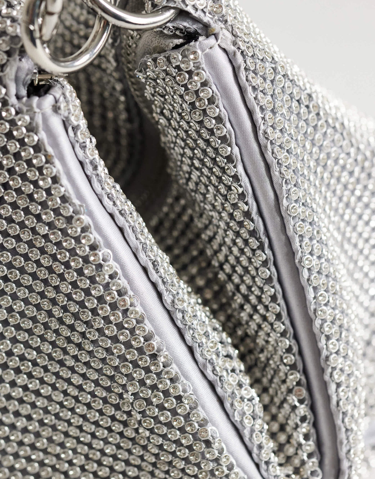 Topshop Jax small embellished asymmetric grab bag in silver