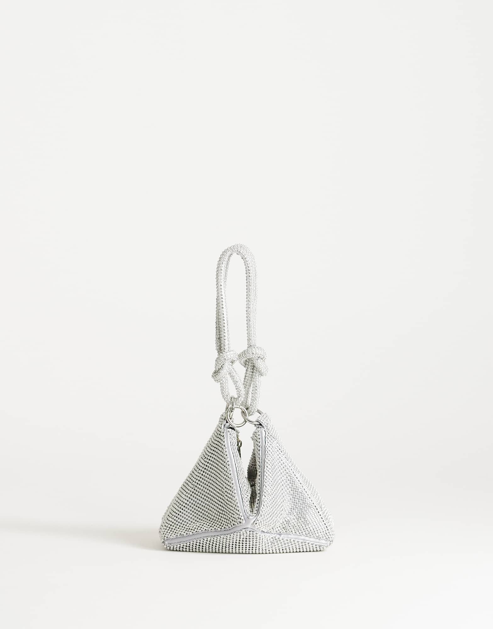 Topshop Jax small embellished asymmetric grab bag in silver