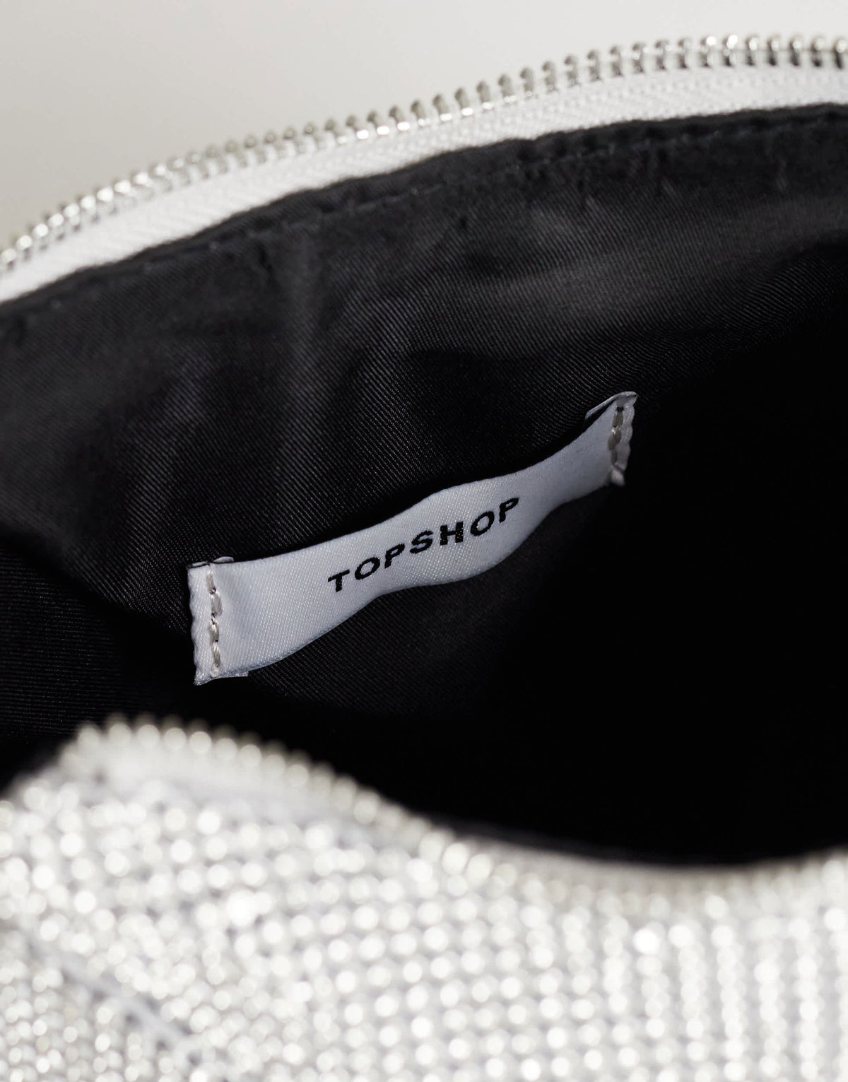 Topshop Jax small embellished asymmetric grab bag in silver