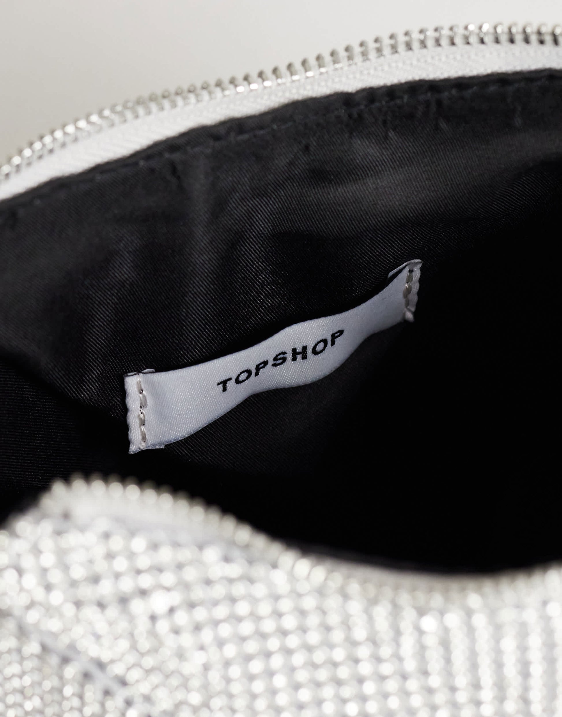 Topshop Jax small embellished asymmetric grab bag in silver