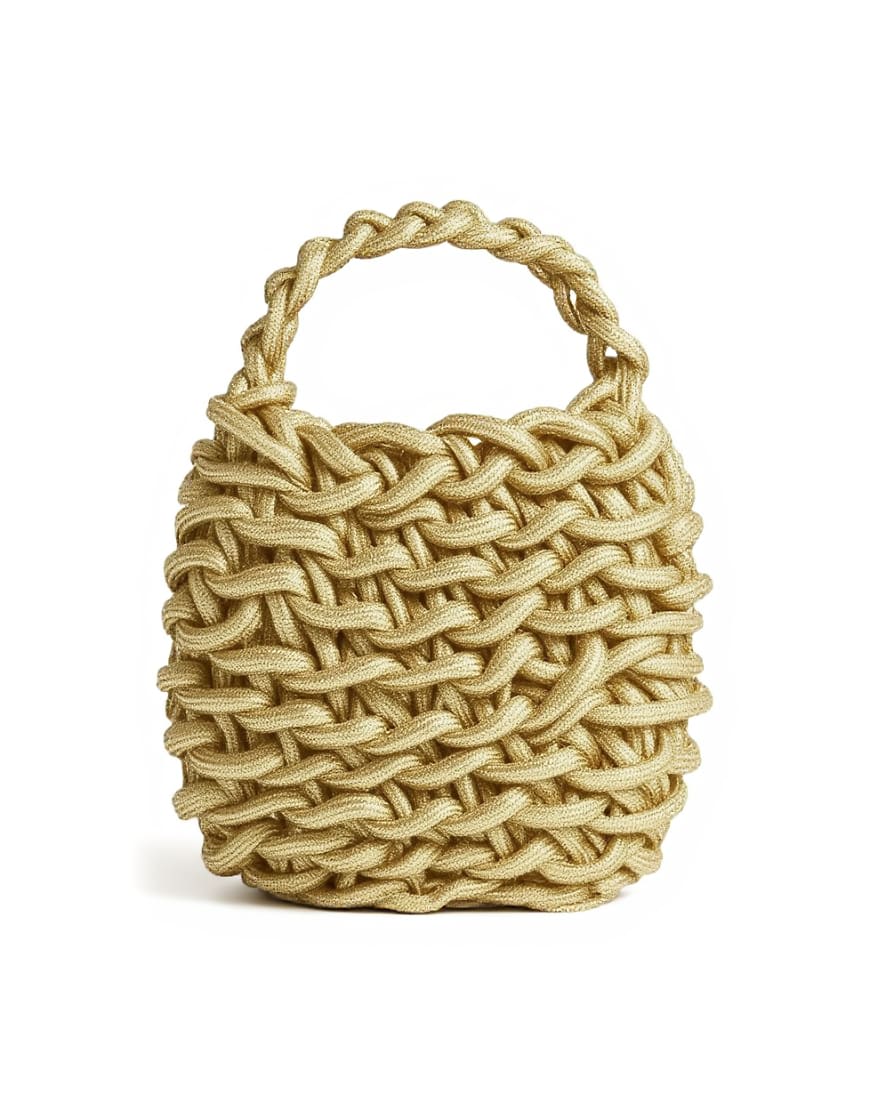 Topshop Morgan small weave grab bag in gold