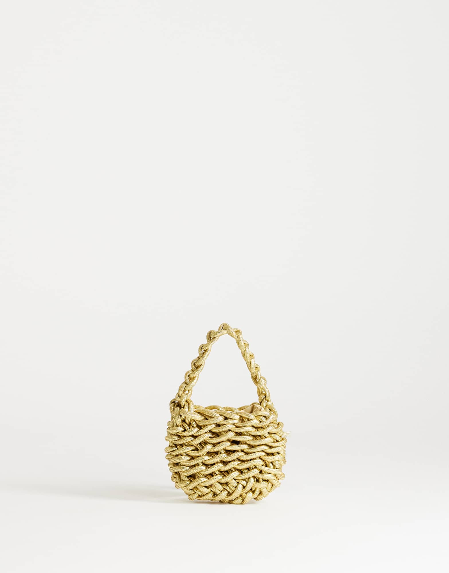 Topshop Morgan small weave grab bag in gold