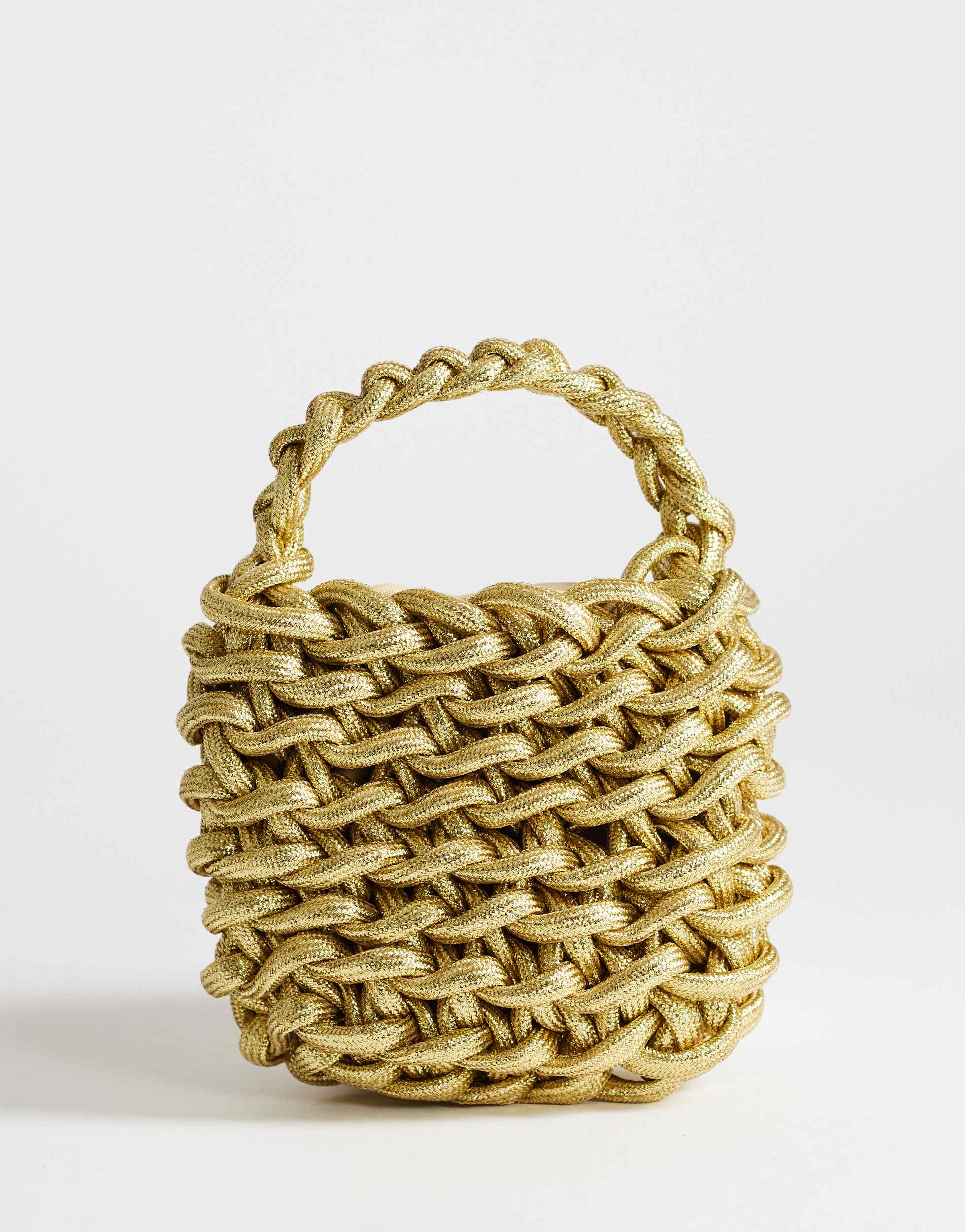 Topshop Morgan small weave grab bag in gold