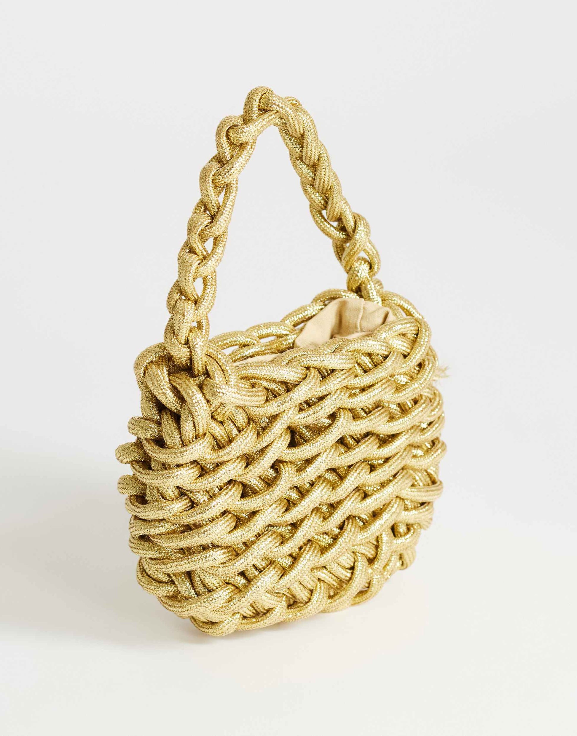 Topshop Morgan small weave grab bag in gold