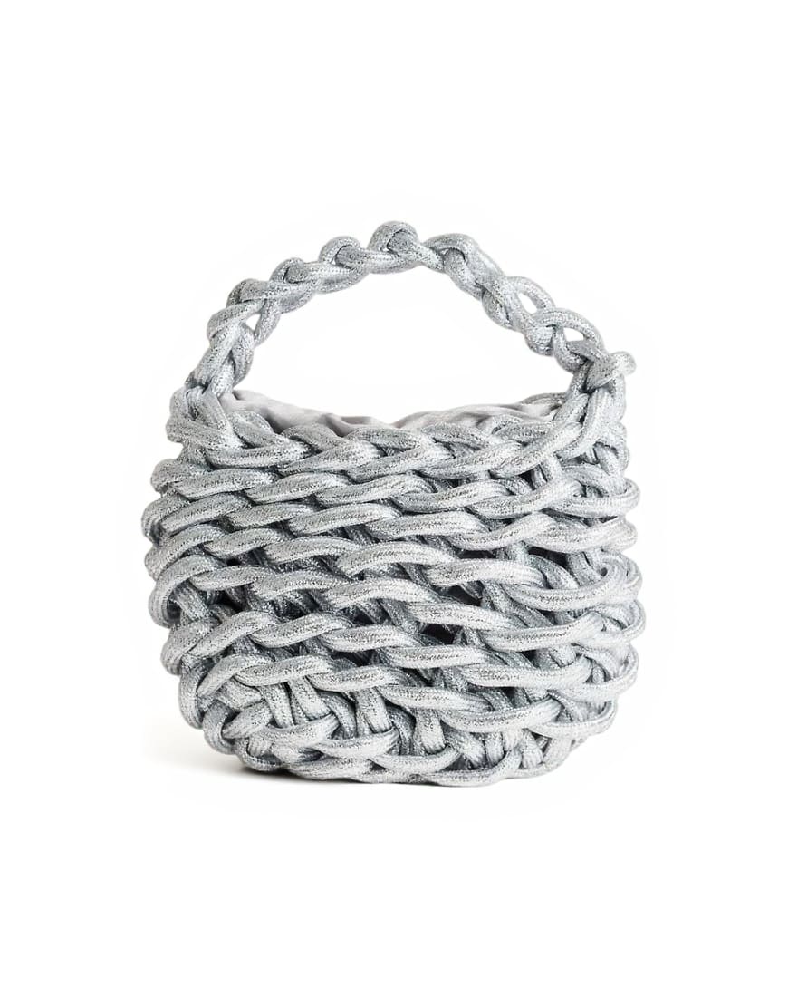 Topshop Morgan small weave grab bag in silver