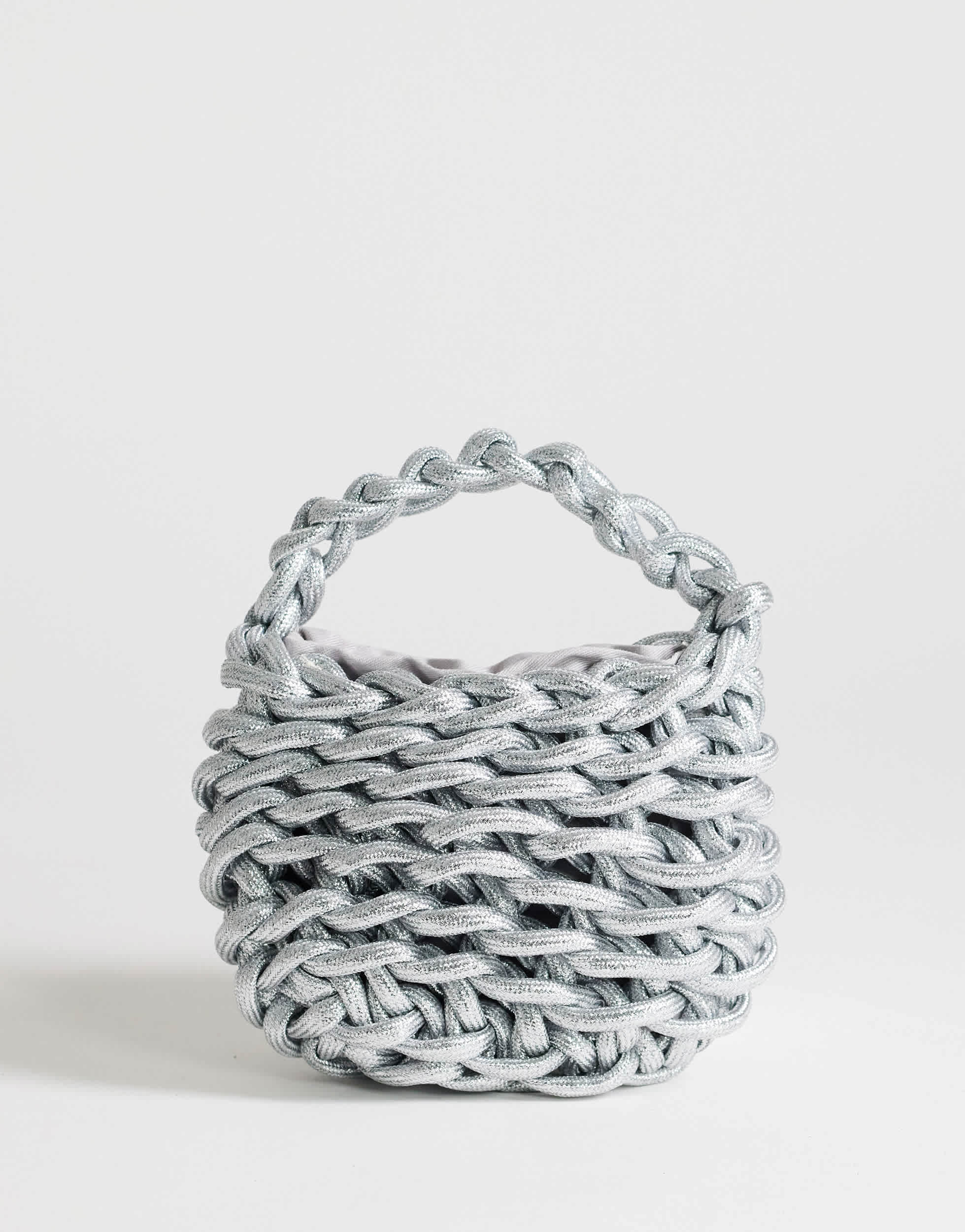 Topshop Morgan small weave grab bag in silver