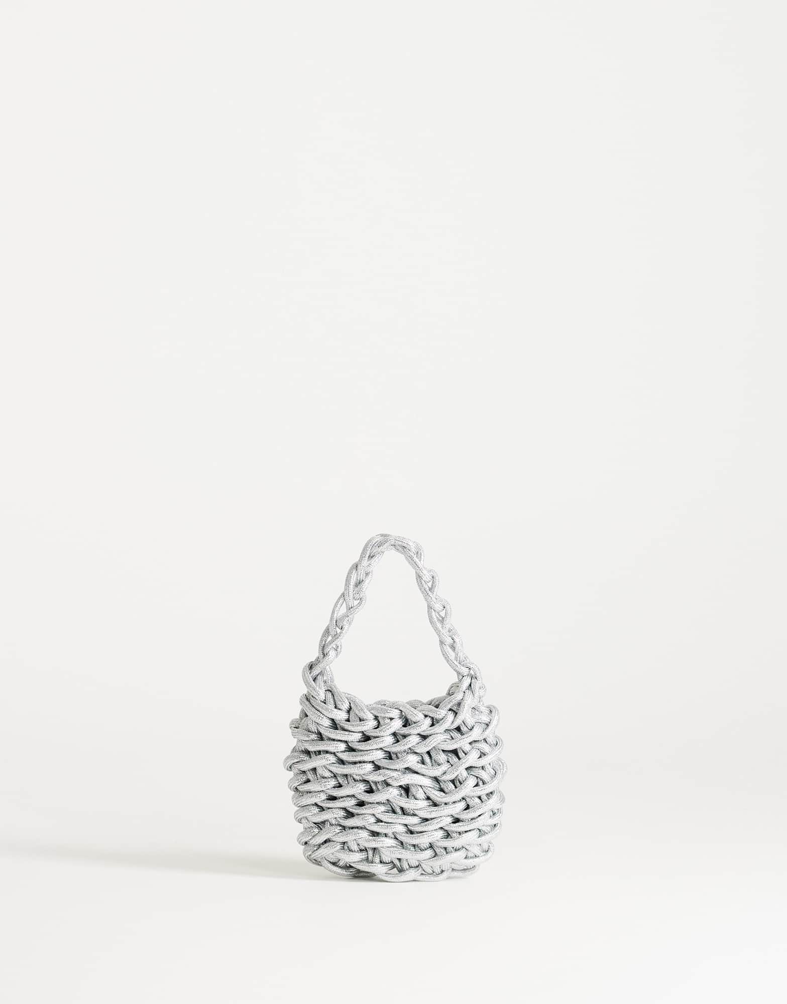 Topshop Morgan small weave grab bag in silver
