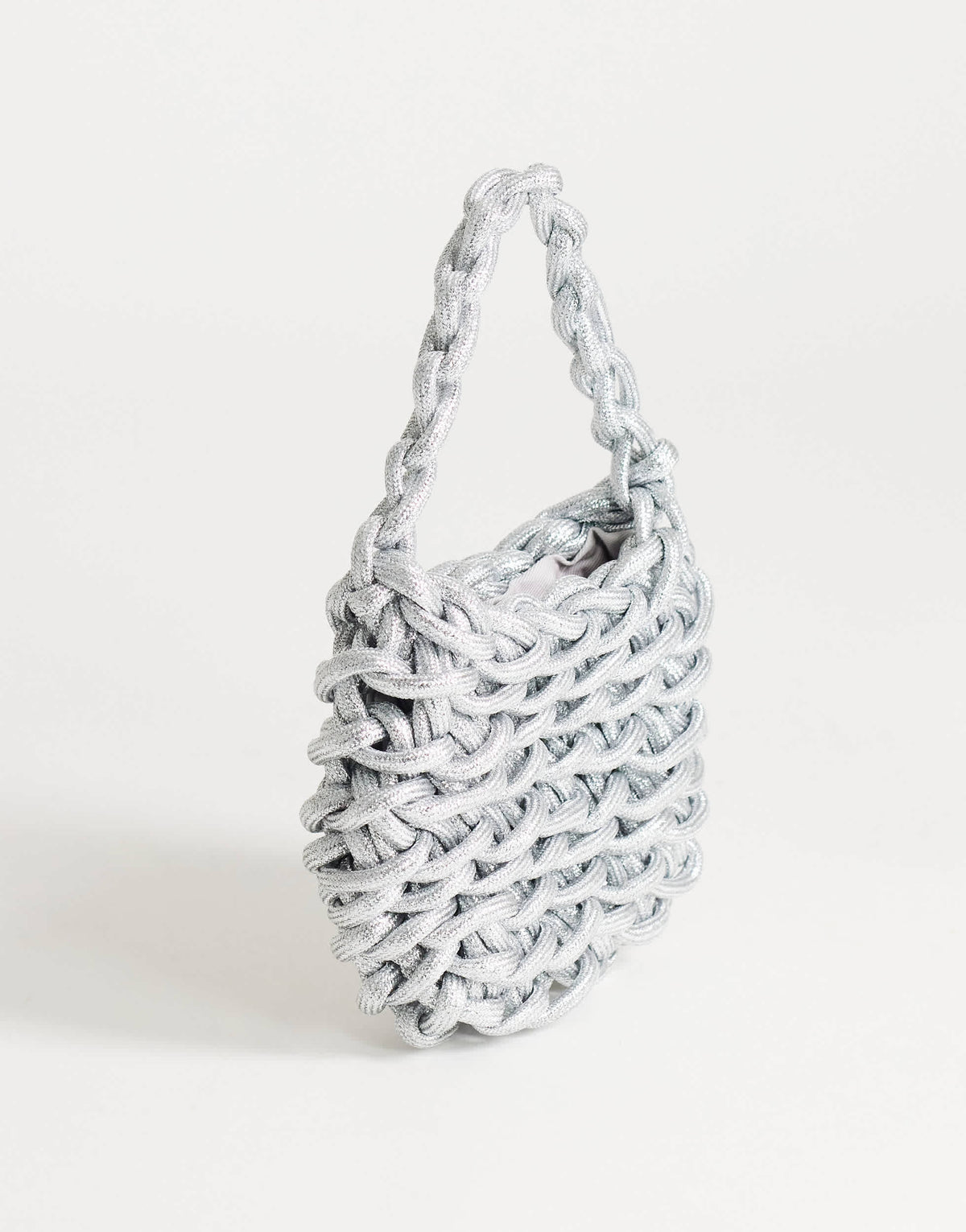 Topshop Morgan small weave grab bag in silver