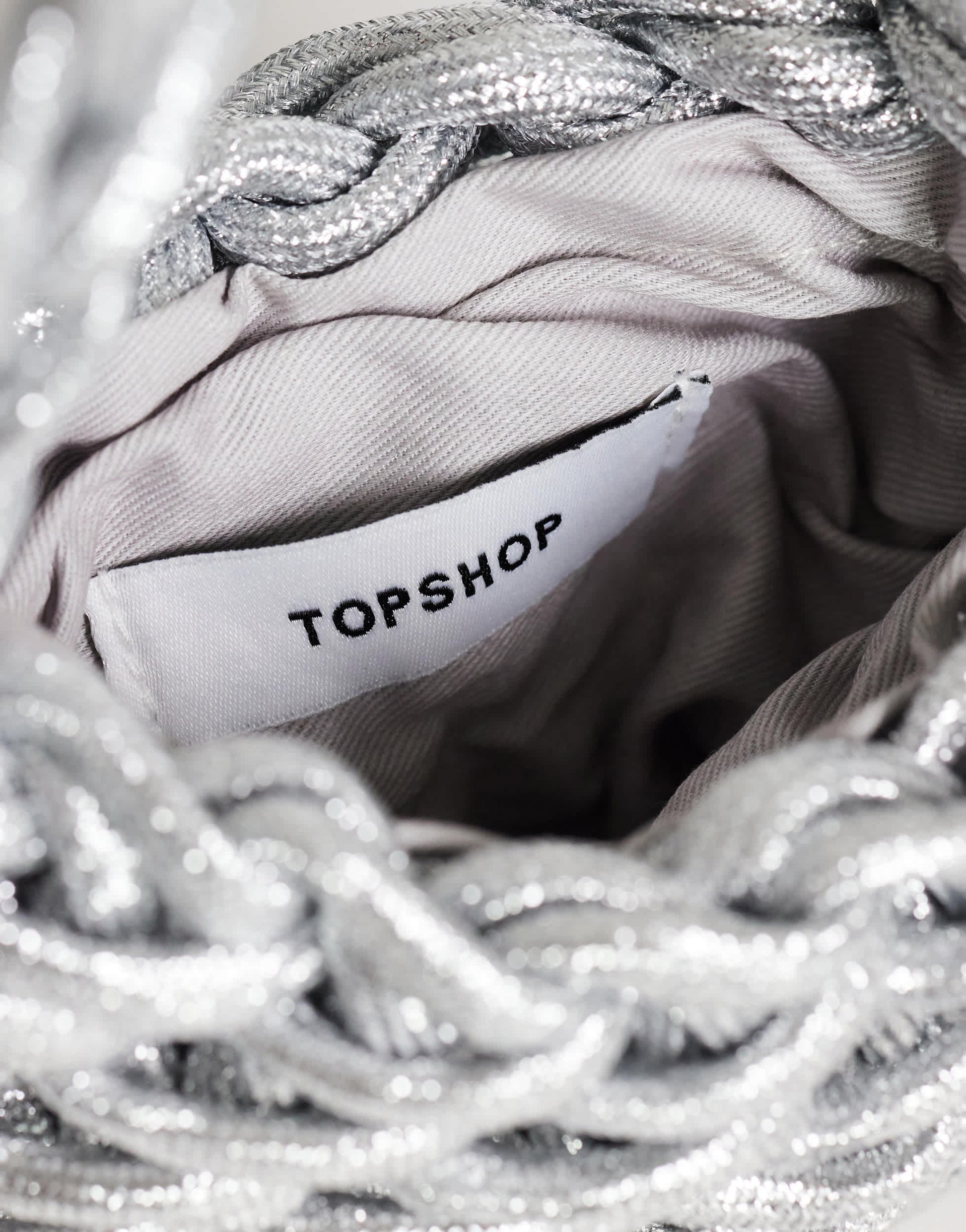 Topshop Morgan small weave grab bag in silver