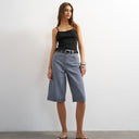 Topshop denim bermuda short in grey