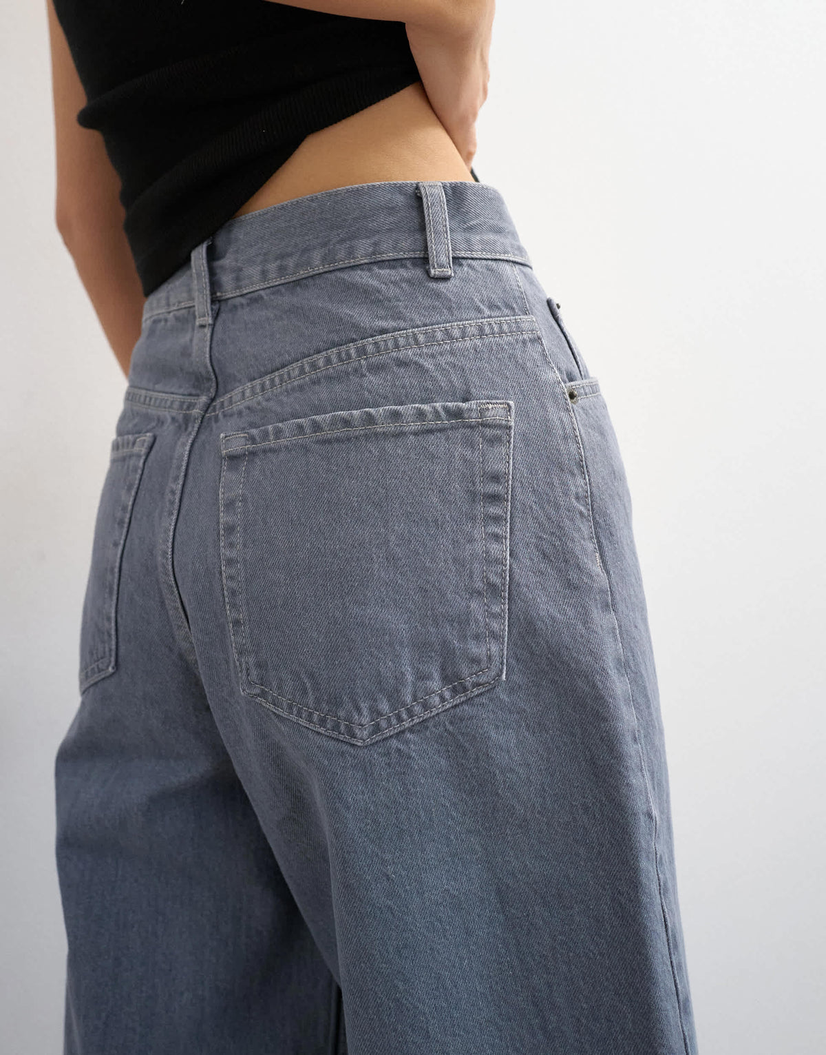 Topshop denim bermuda short in grey