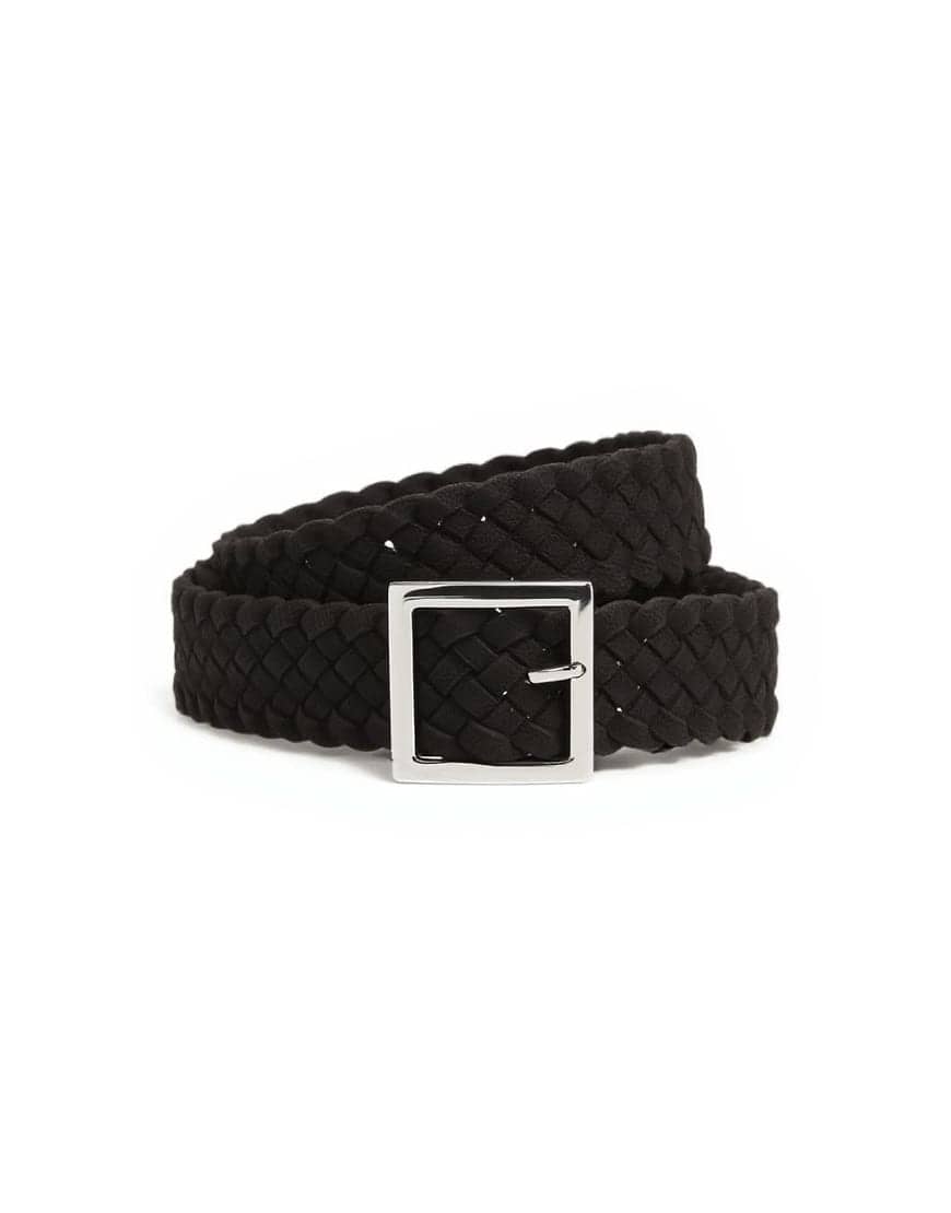 Topshop weave leather belt in brown