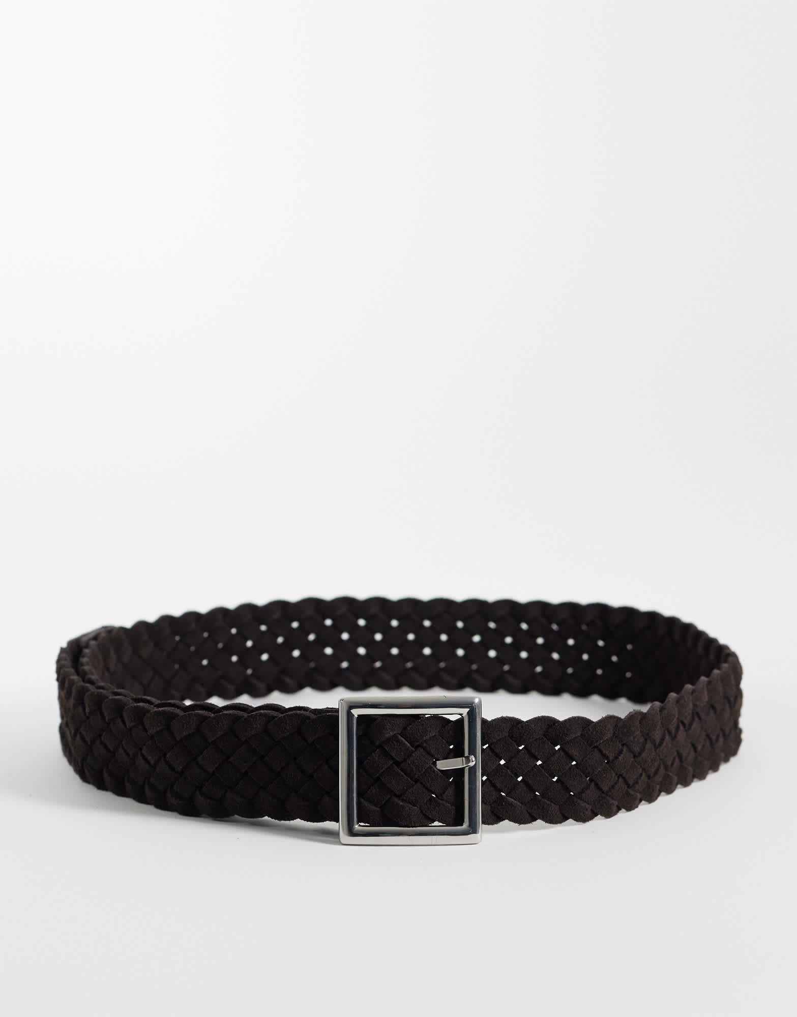 Topshop weave leather belt in brown
