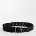 Topshop weave leather belt in brown
