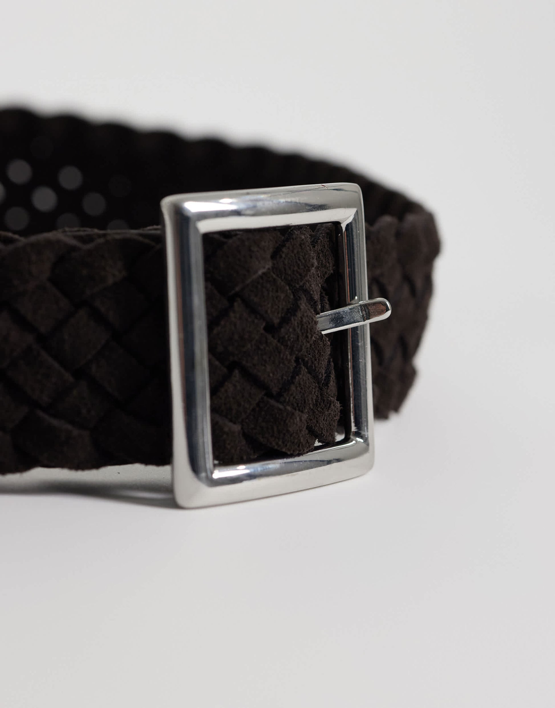 Topshop weave leather belt in brown
