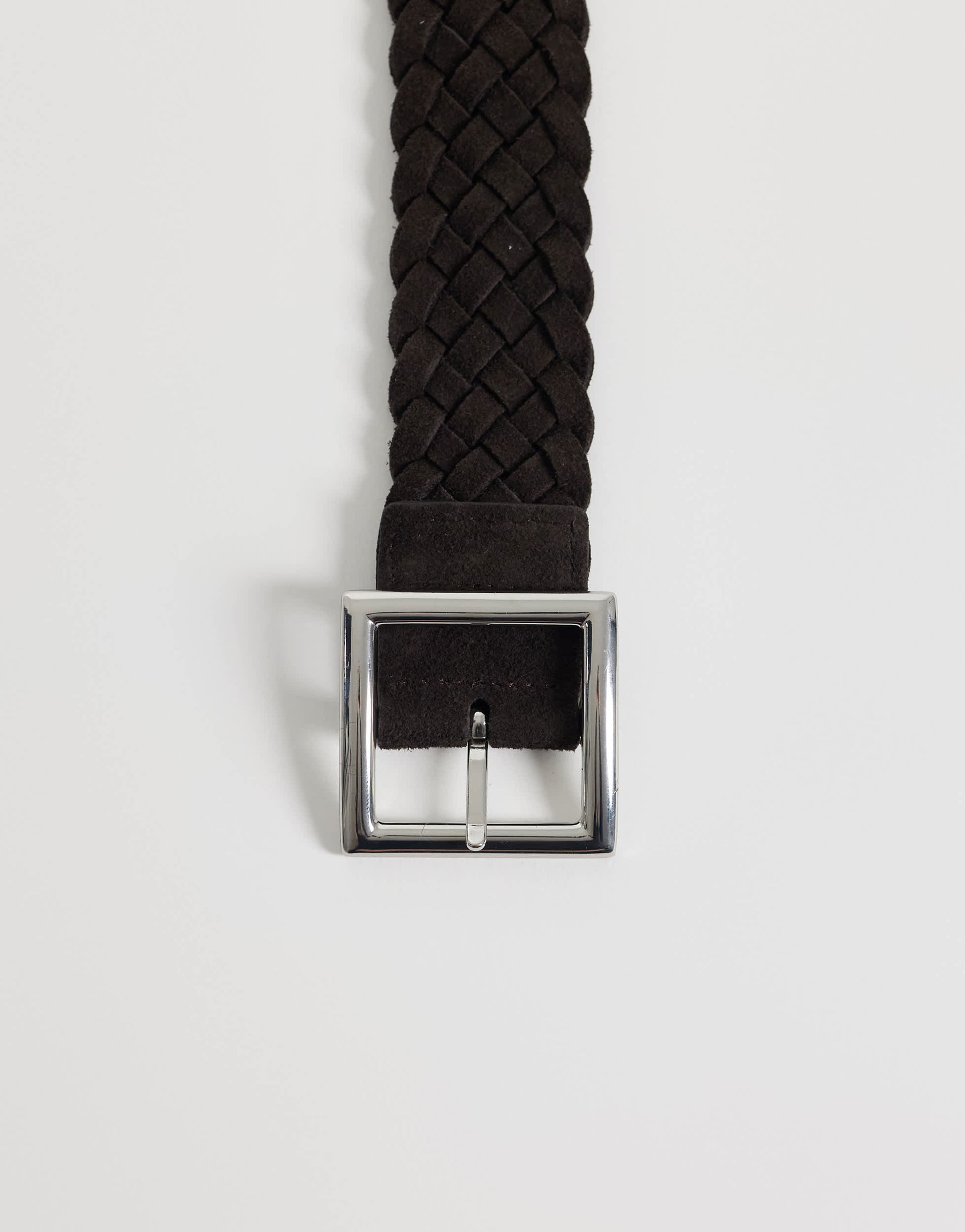 Topshop weave leather belt in brown