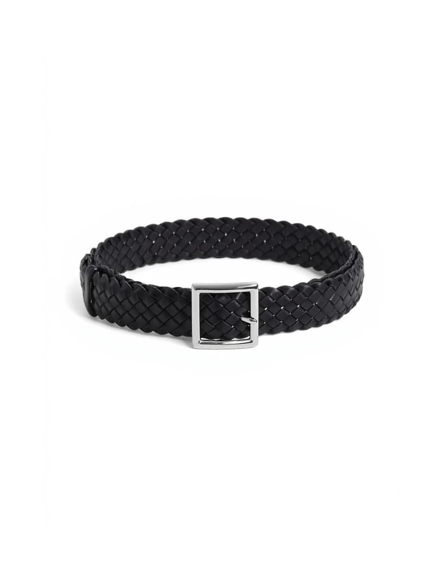 Topshop weave leather belt in black