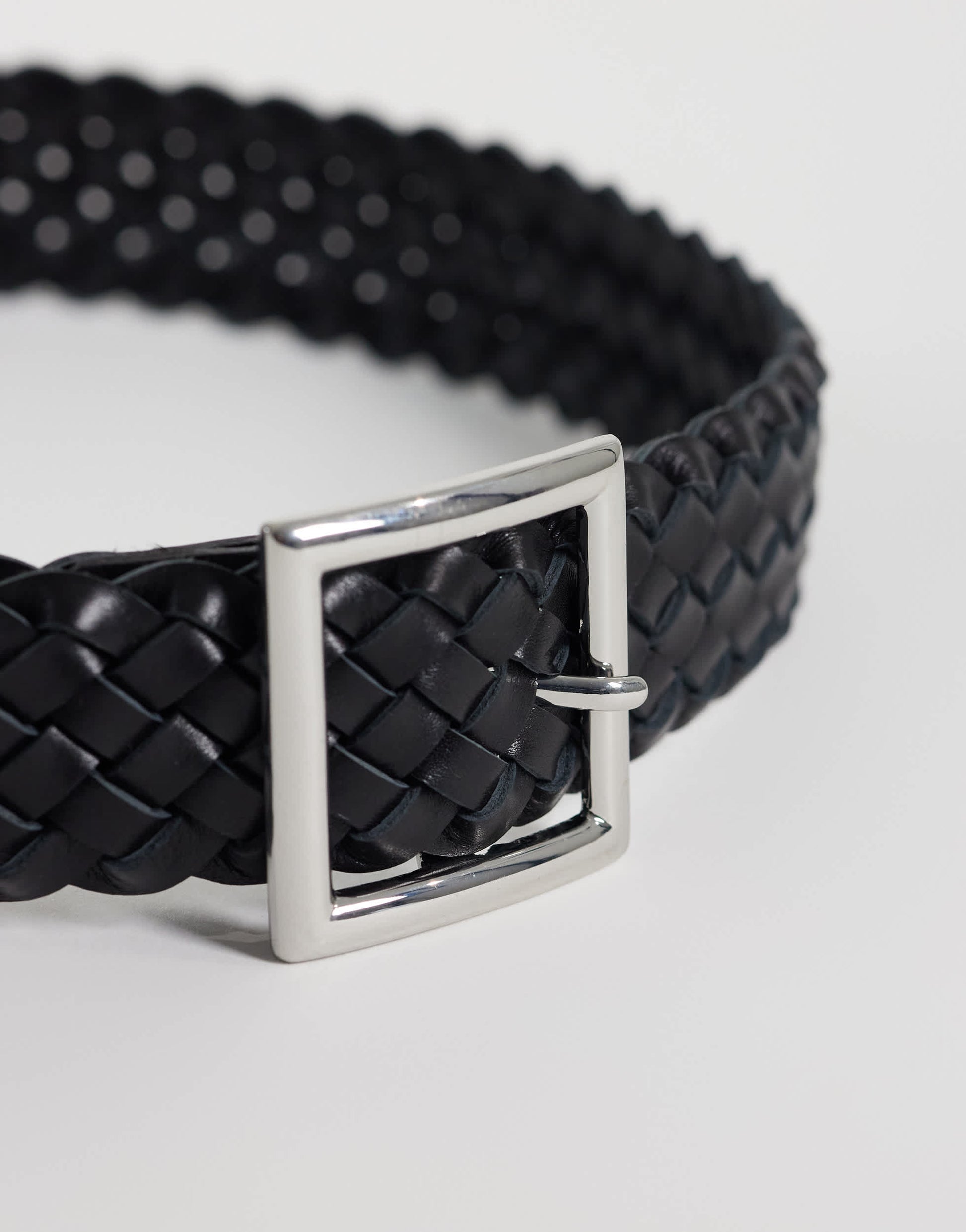 Topshop weave leather belt in black