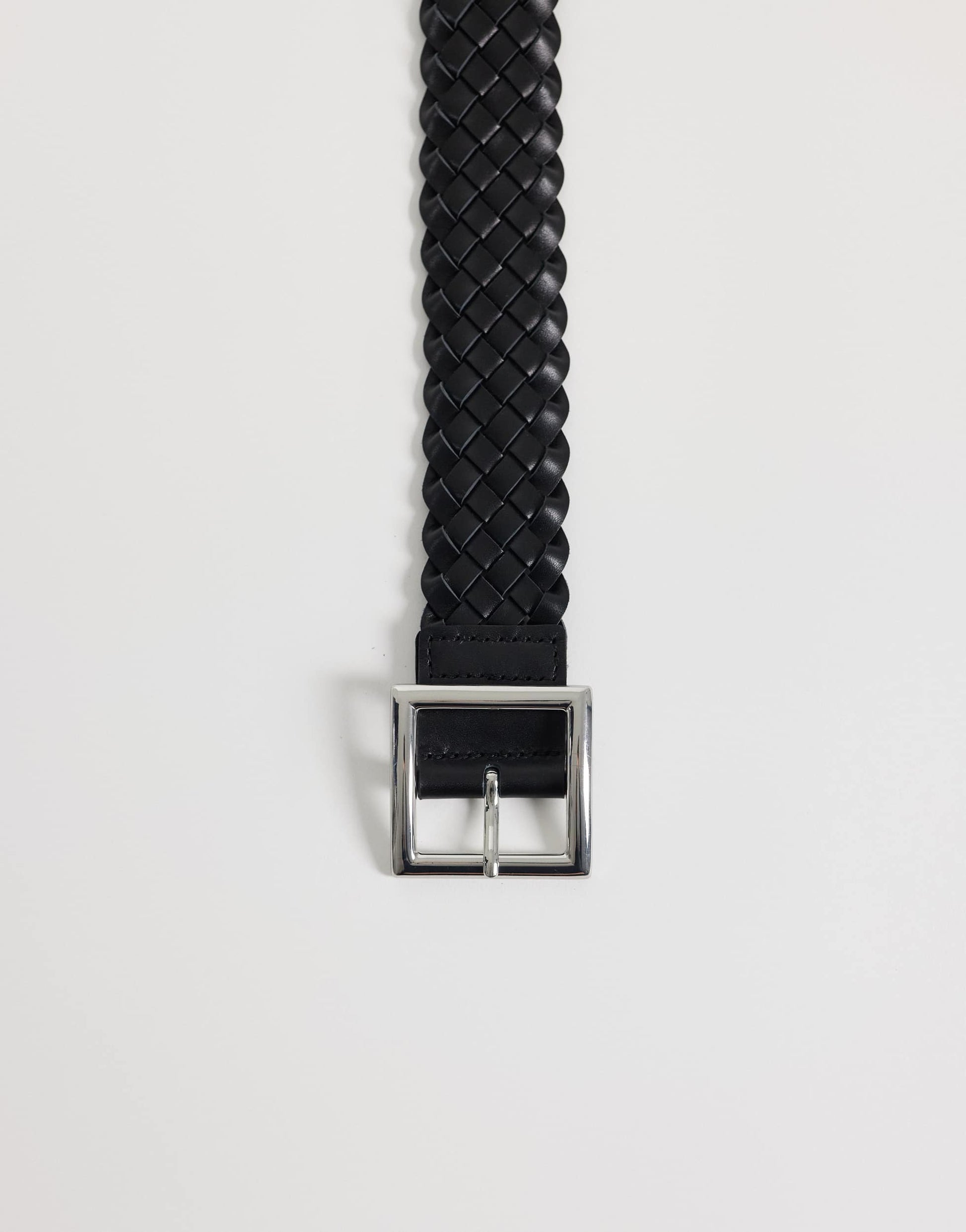 Topshop weave leather belt in black
