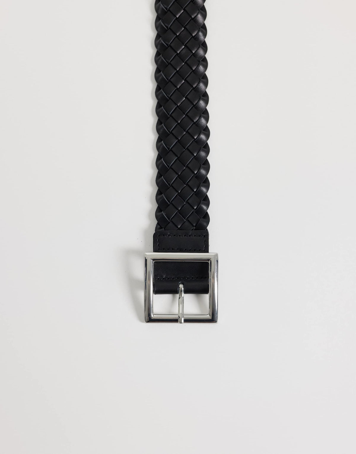 Topshop weave leather belt in black