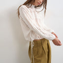 Topshop lace trim ruched side blouse in white