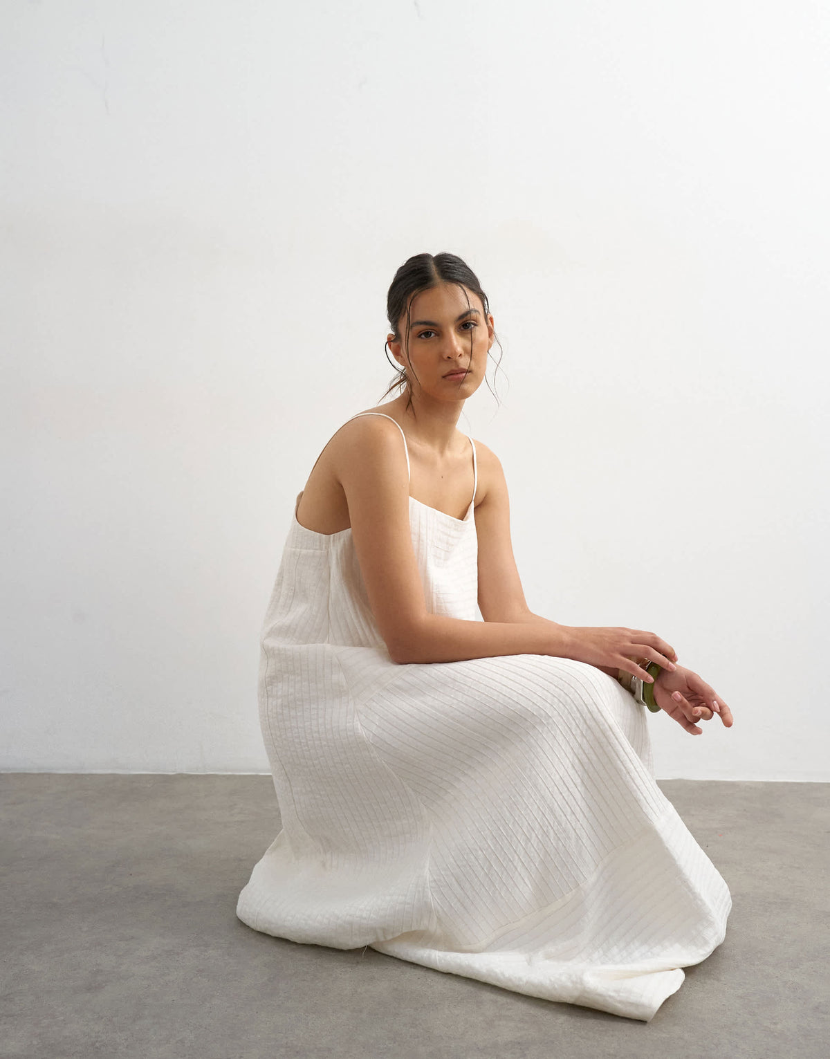Topshop premium textured maxi sundress in white