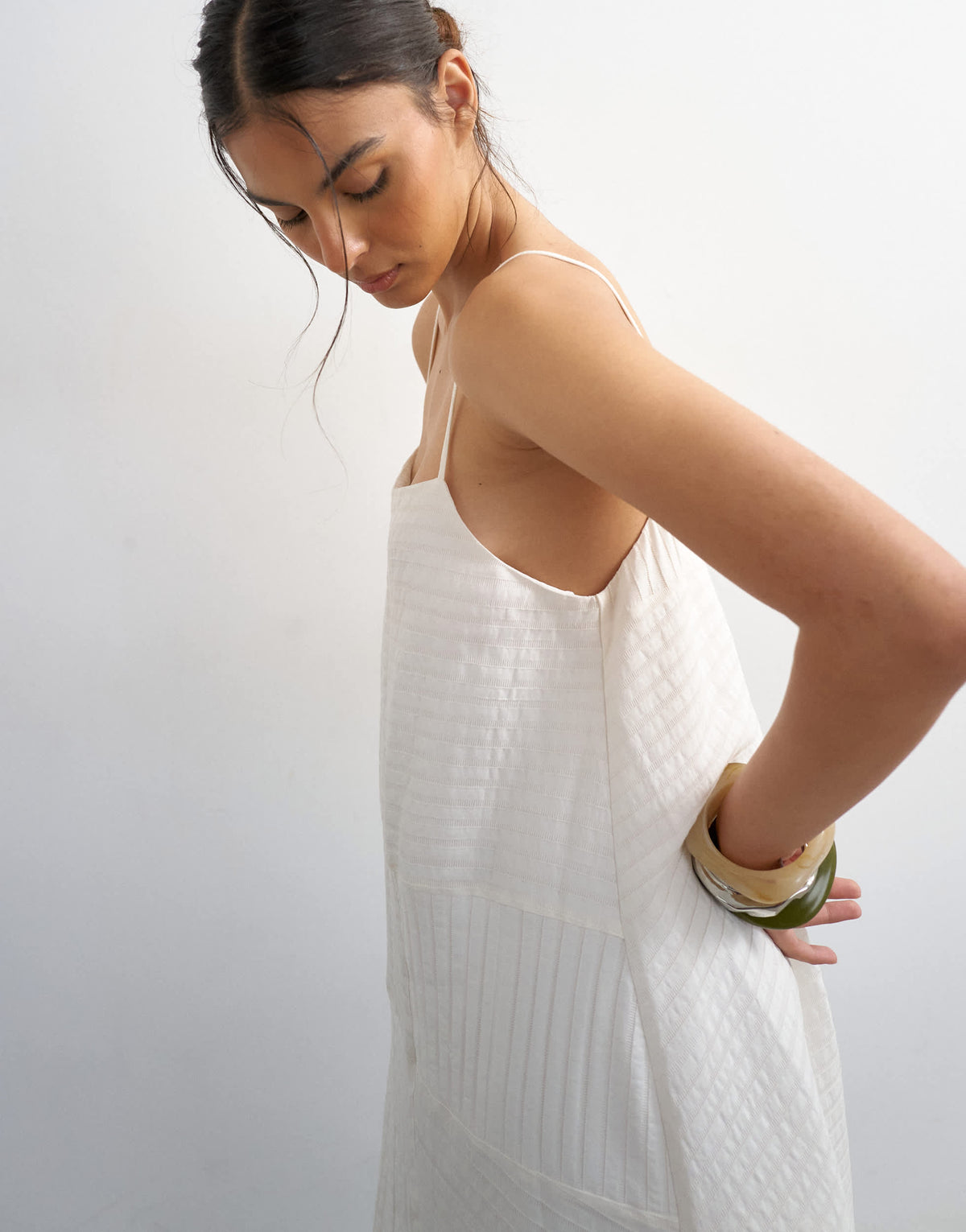 Topshop premium textured maxi sundress in white