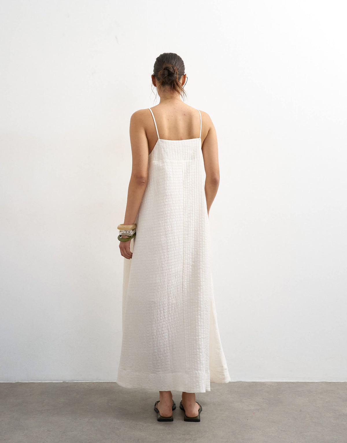 Topshop premium textured maxi sundress in white