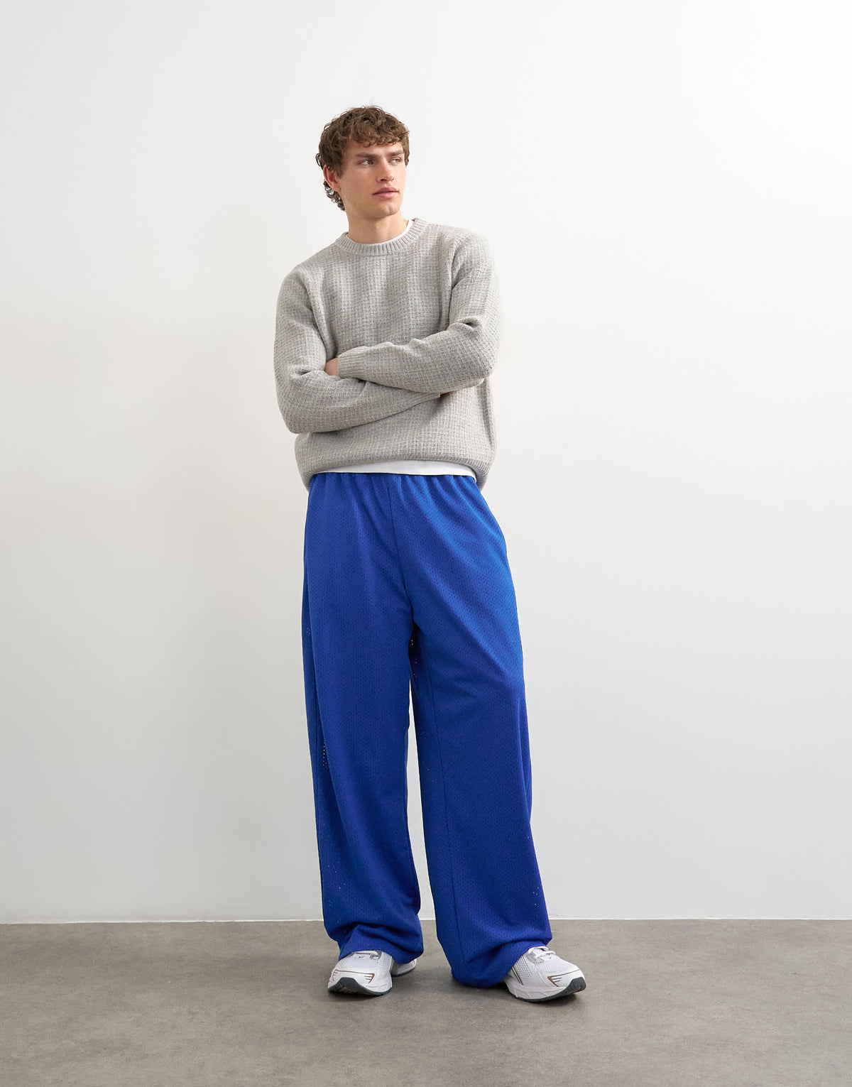 Topman baggy fit airtex jogger in cobalt