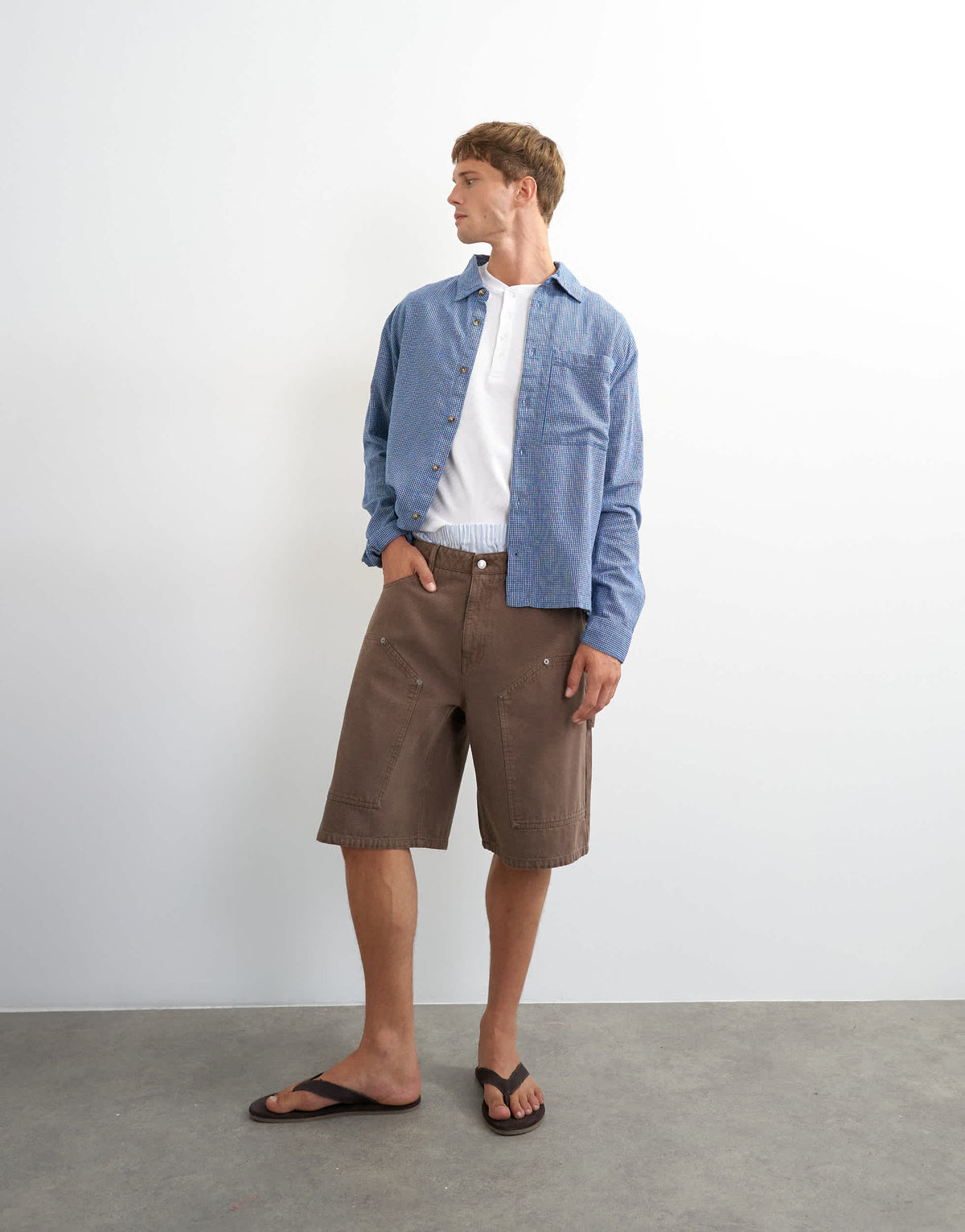Topman baggy fit carpenter short in washed brown