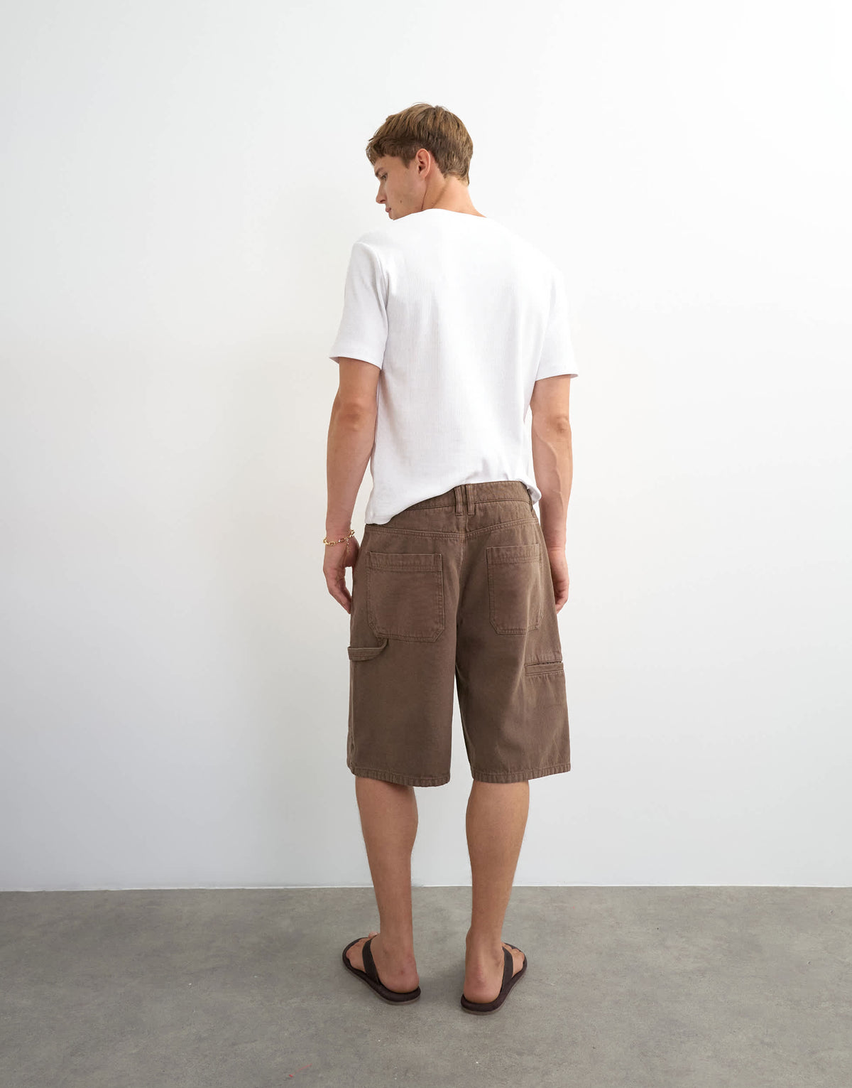 Topman baggy fit carpenter short in washed brown