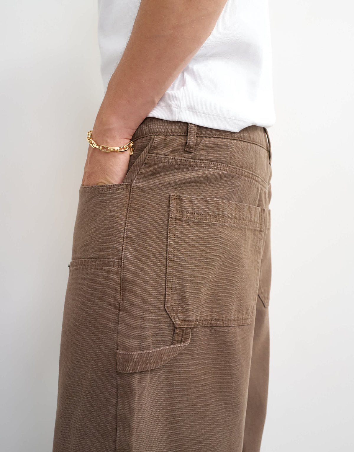 Topman baggy fit carpenter short in washed brown