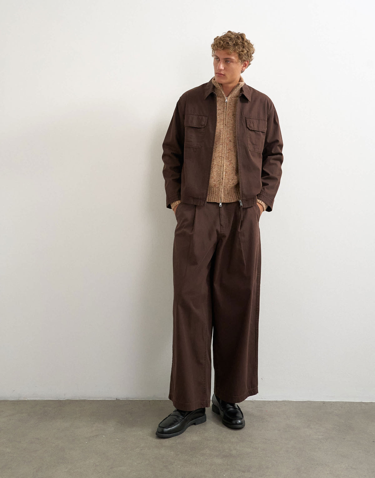 Topman relaxed fit herringbone overshirt in brown