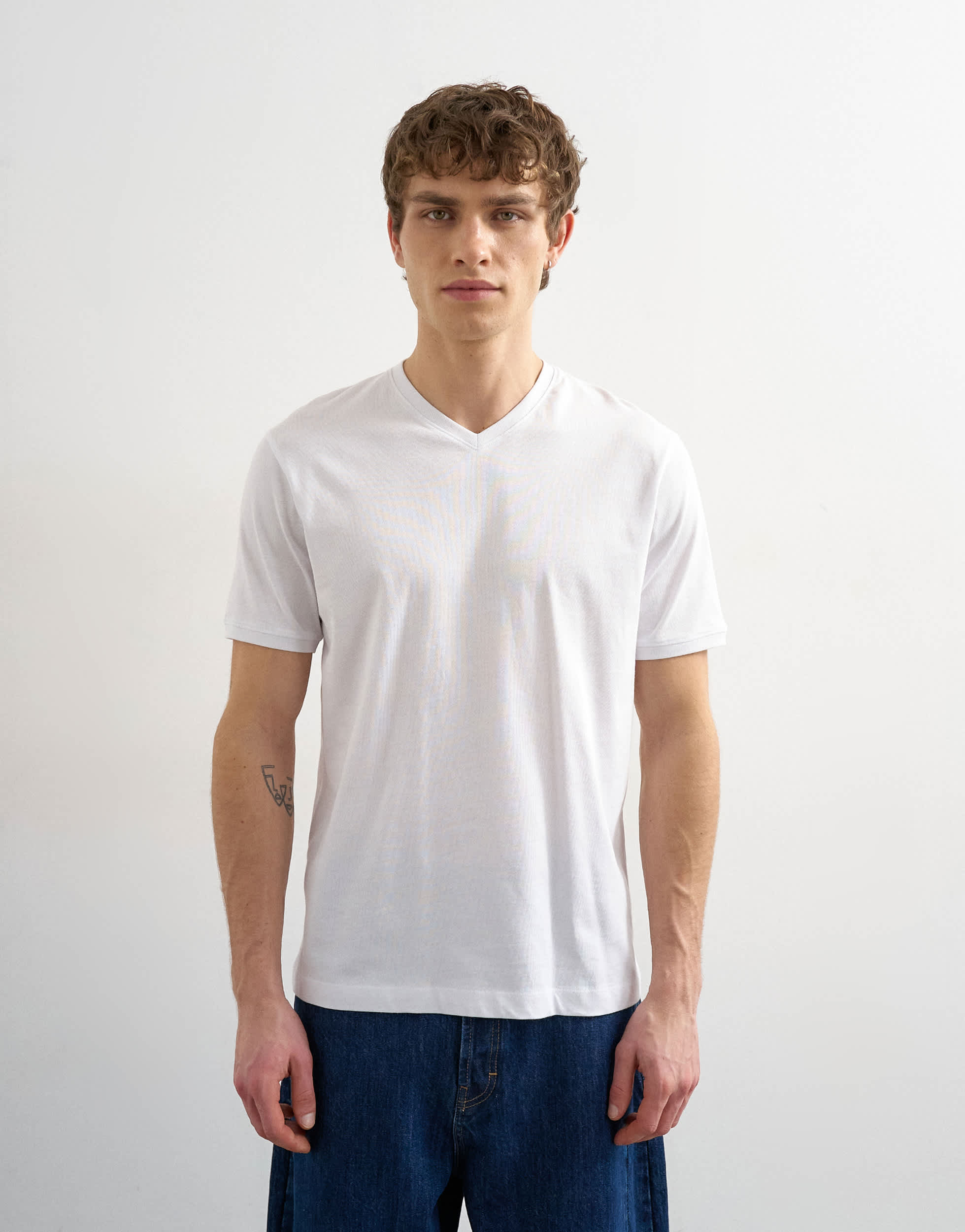 T-shirt Topman col V coupe classique blanc
