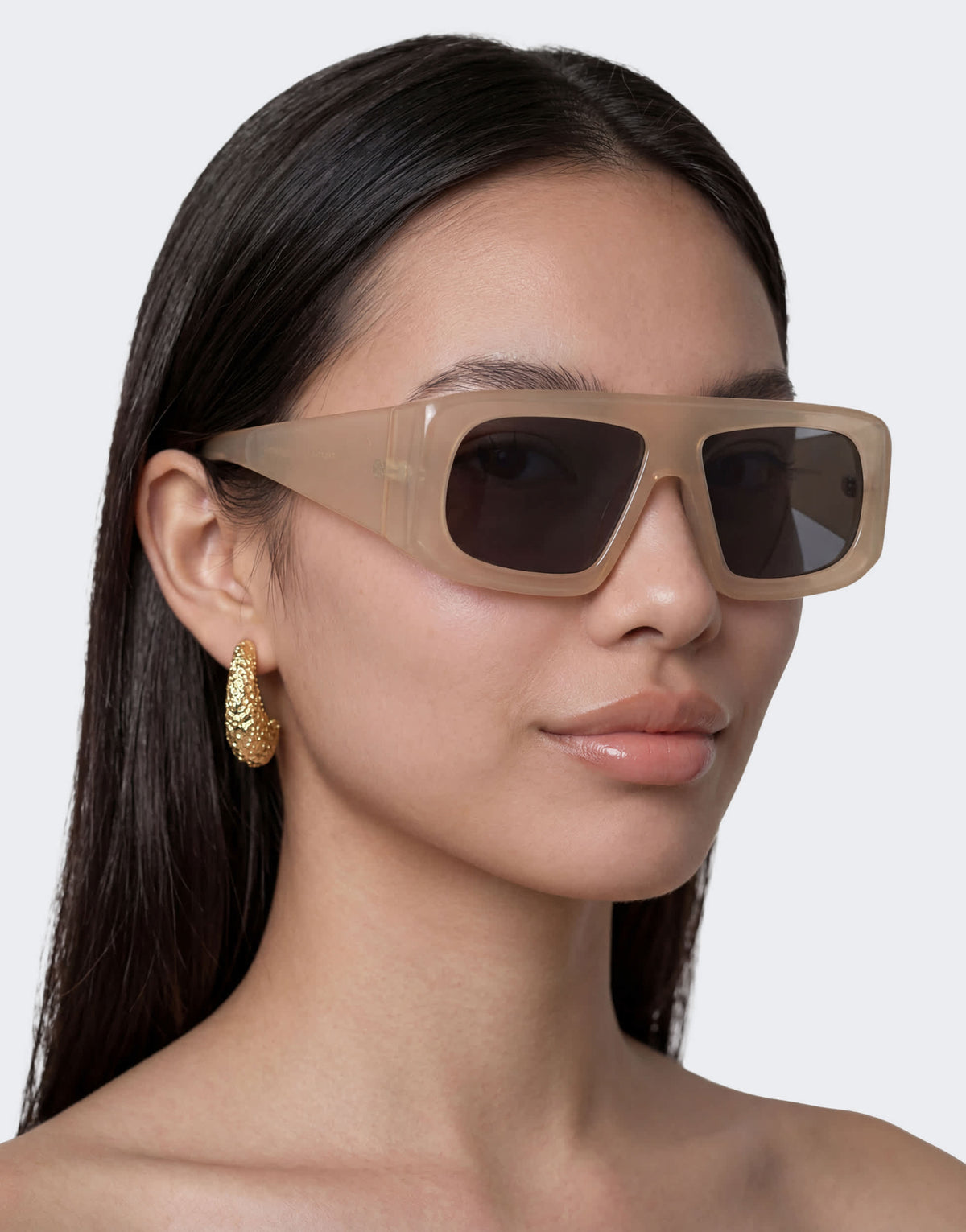 Topshop Cairo chunky square sunglasses in off white