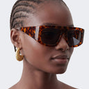 Topshop Cairo chunky square sunglasses in tortoise shell