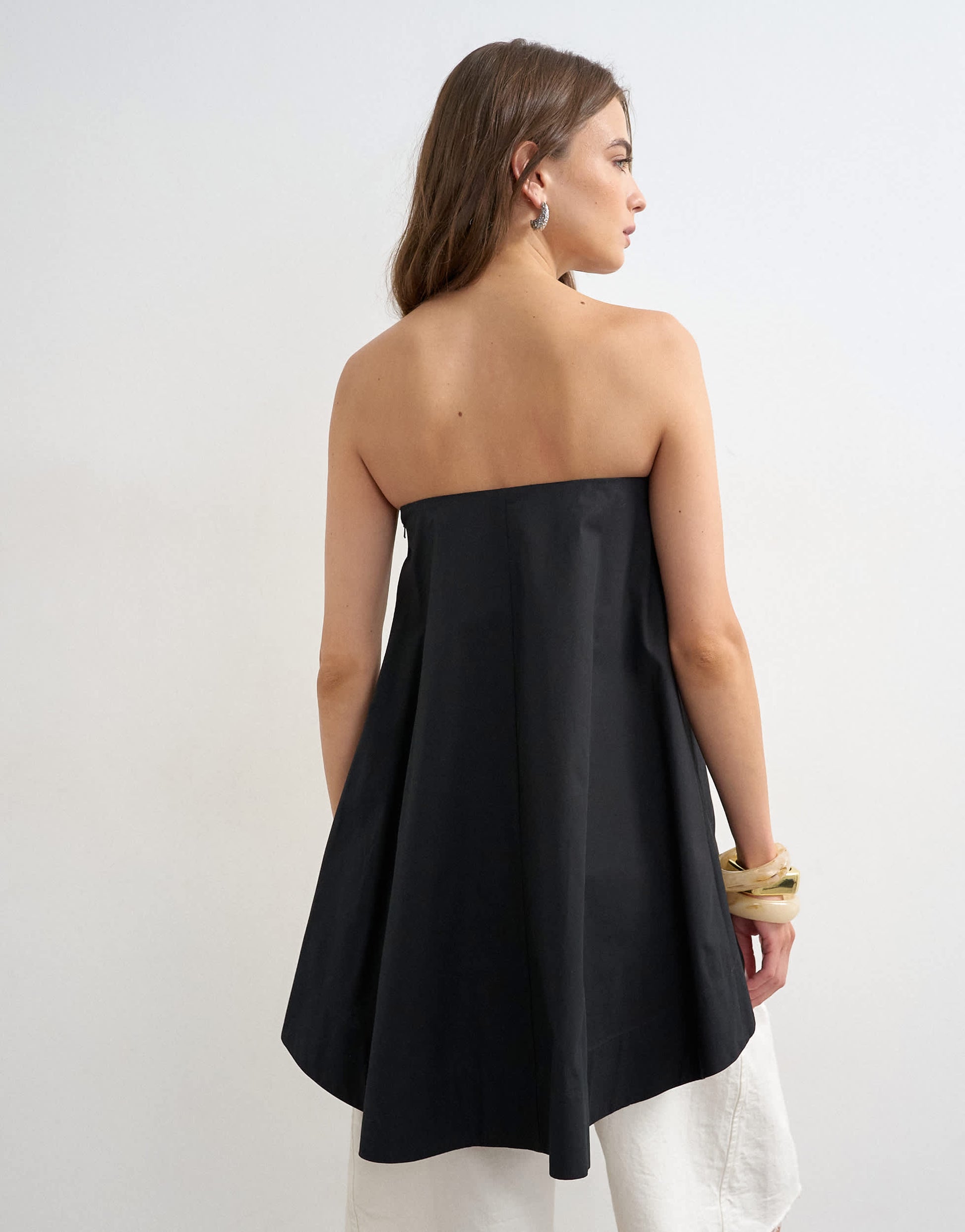 Topshop high low bandeau top in black