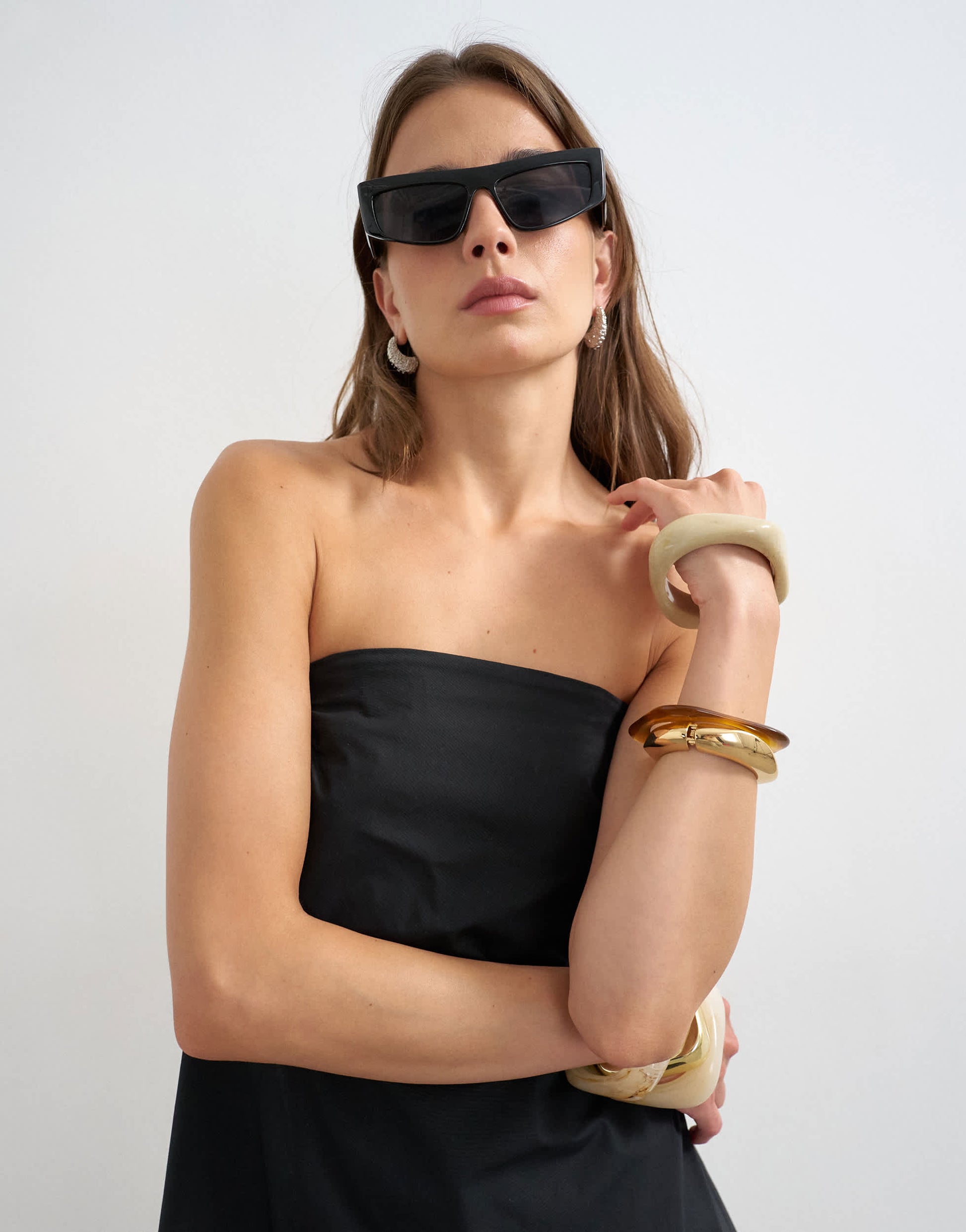 Topshop high low bandeau top in black