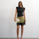 Topshop satin lace insert short in geo print