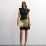 Topshop satin lace insert short in geo print