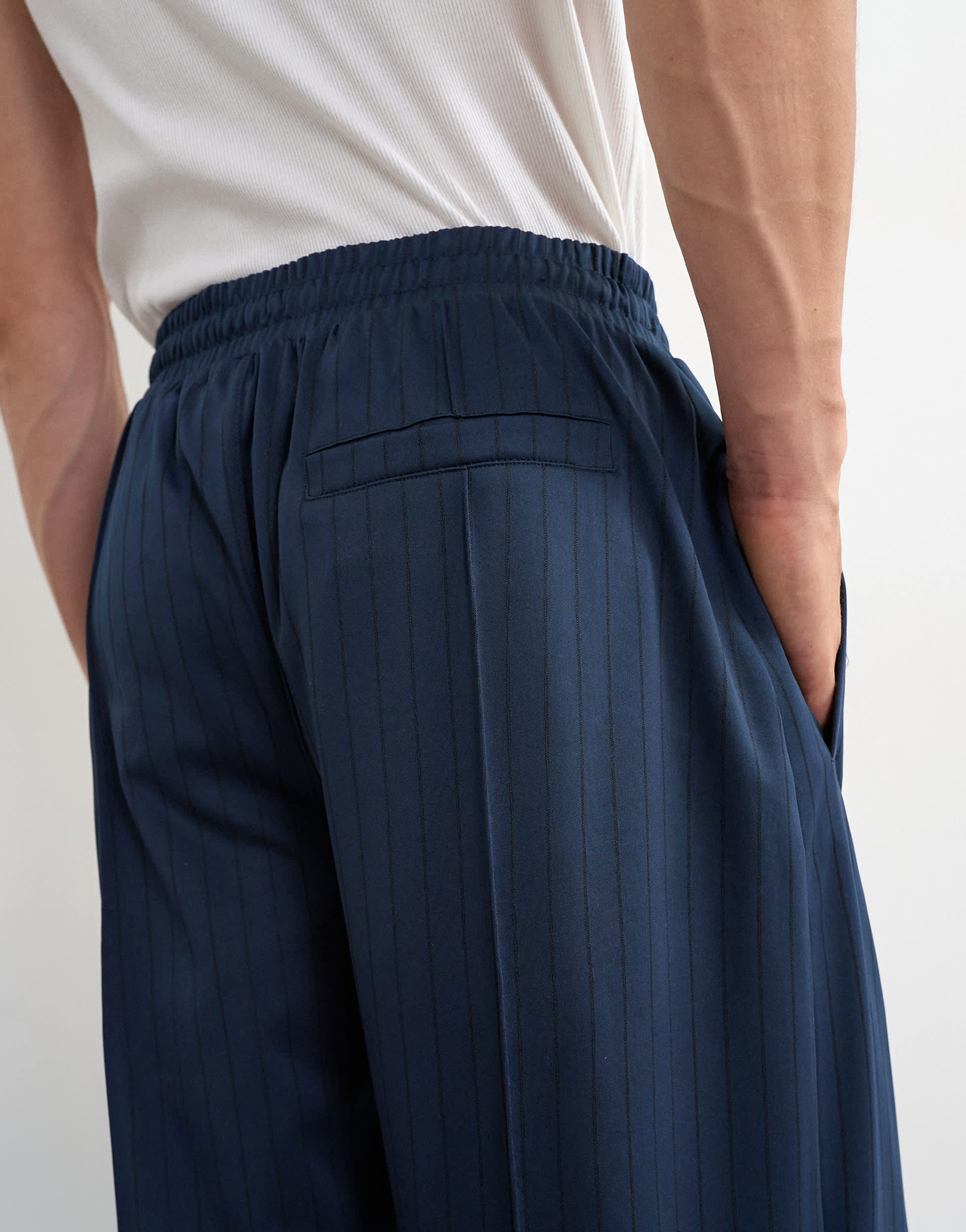 Topman baggy fit stripe tricot jogger in navy