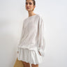 Topshop long sleeve blouson mini dress in white stripe